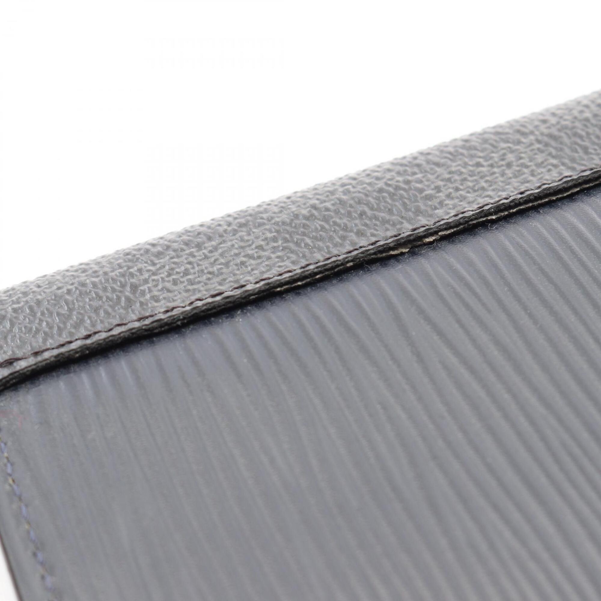 Louis Vuitton Black Navy Leather Pvc Long Wallet (Bi-Fold) (Pre-Owned)