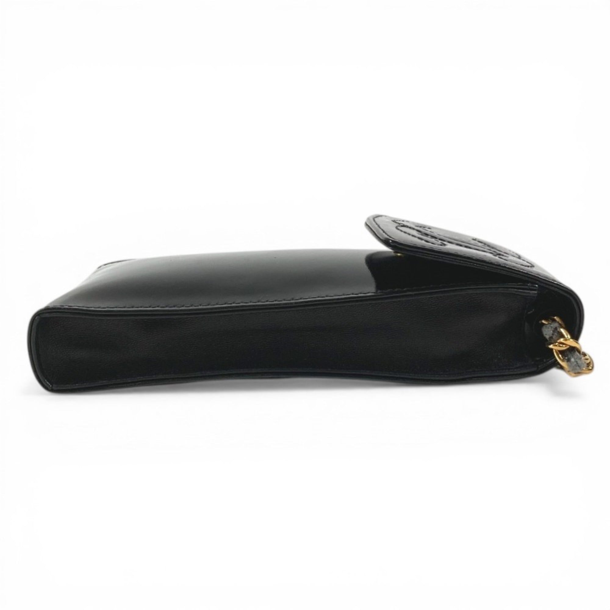 Chanel Black Leather Pochette Pouch Shoulder Bag (Pre-Owned)
