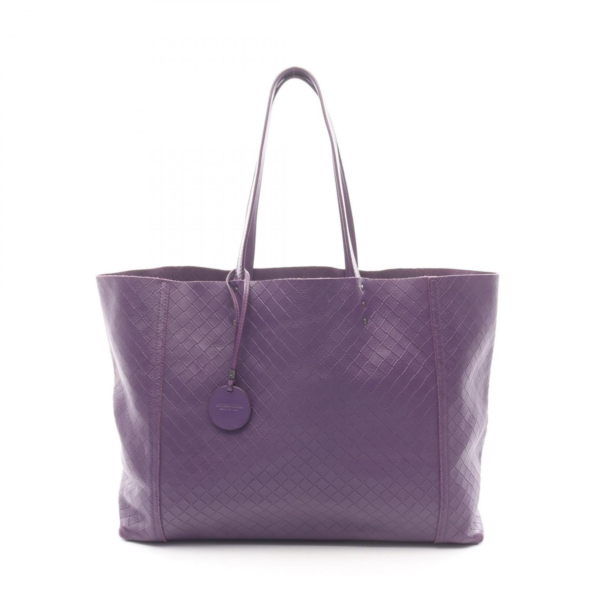 Bottega Veneta Purple Leather Handbag Tote Bag (Pre-Owned)