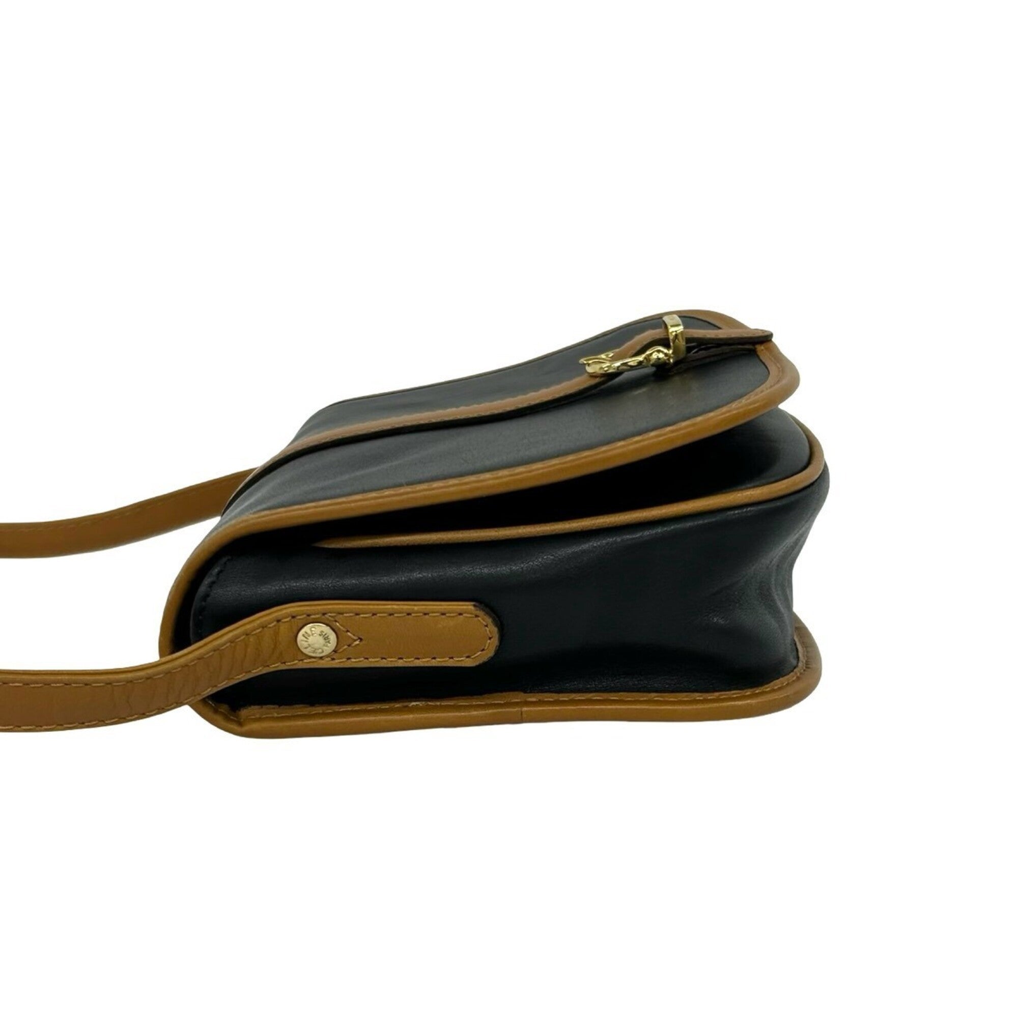 Celine Black Brown Leather Pochette Shoulder Bag (Pre-Owned)