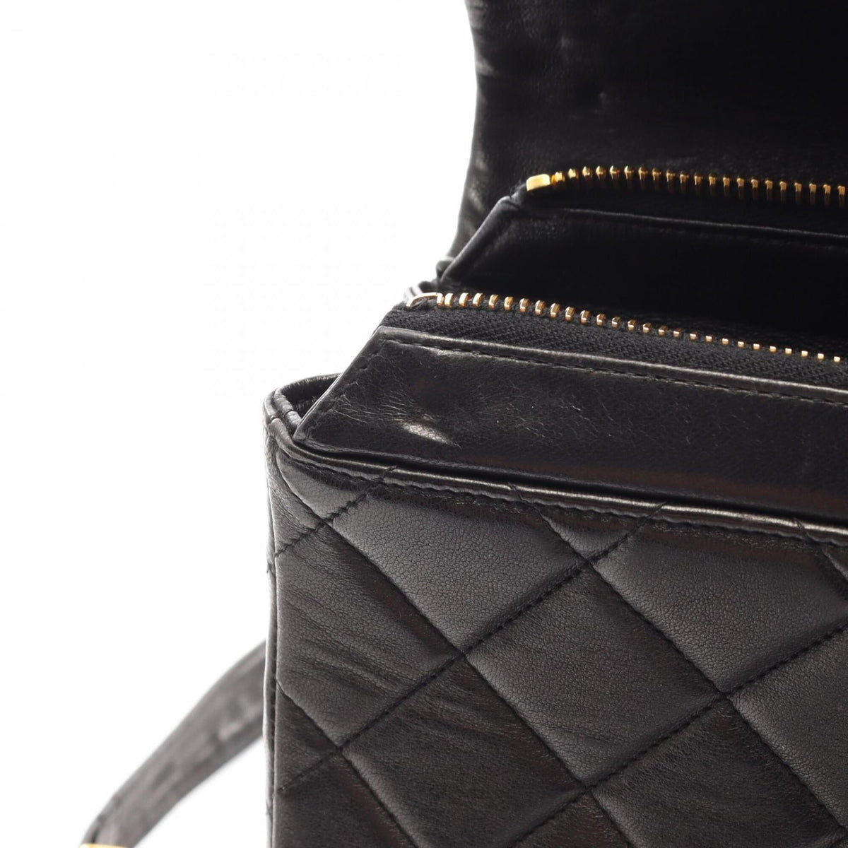 Chanel Matelasse Black Leather Backpack Handbag (Pre-Owned)