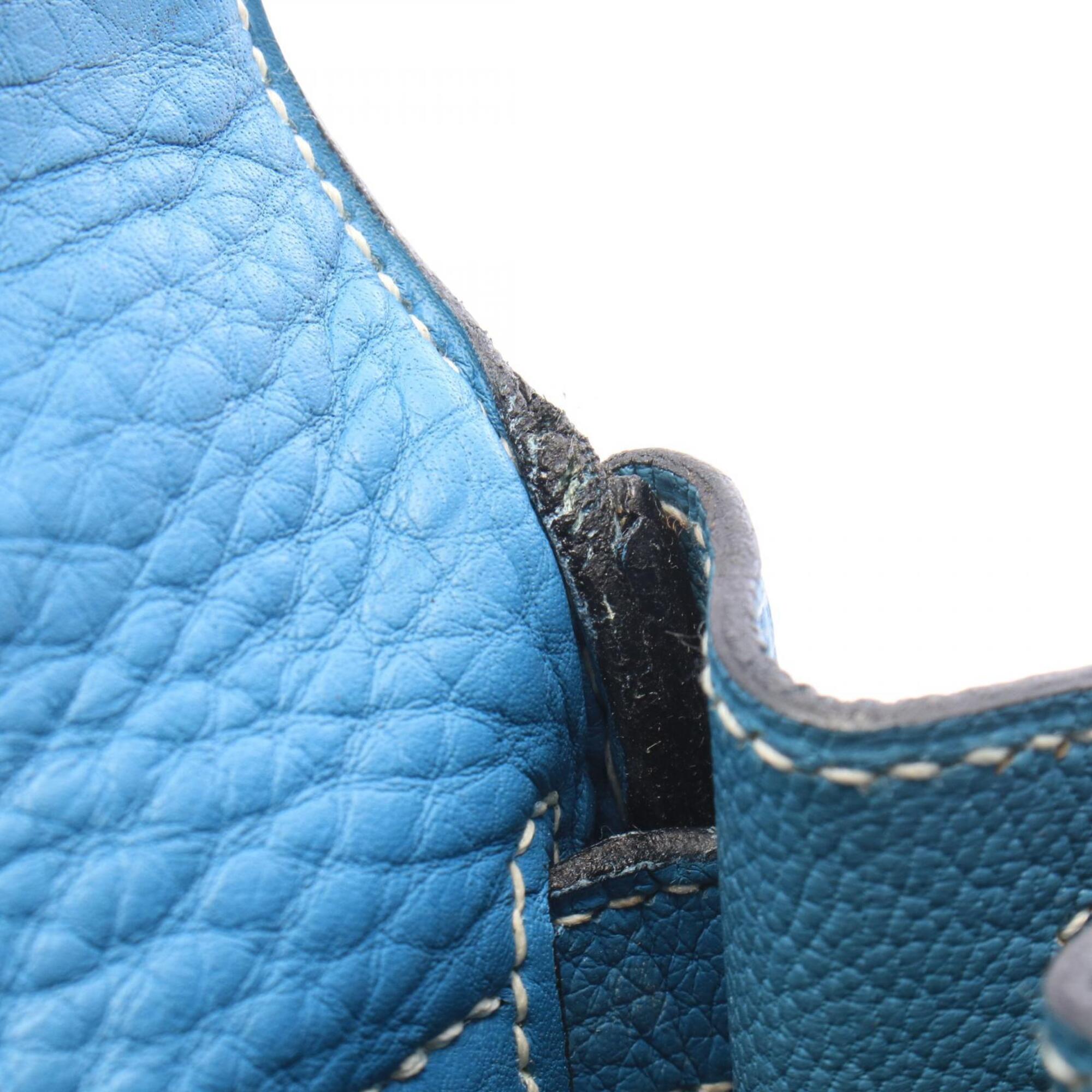 Hermes Blue Blue Jean Taurillon Clemence Leather Leather Handbag (Pre-Owned)