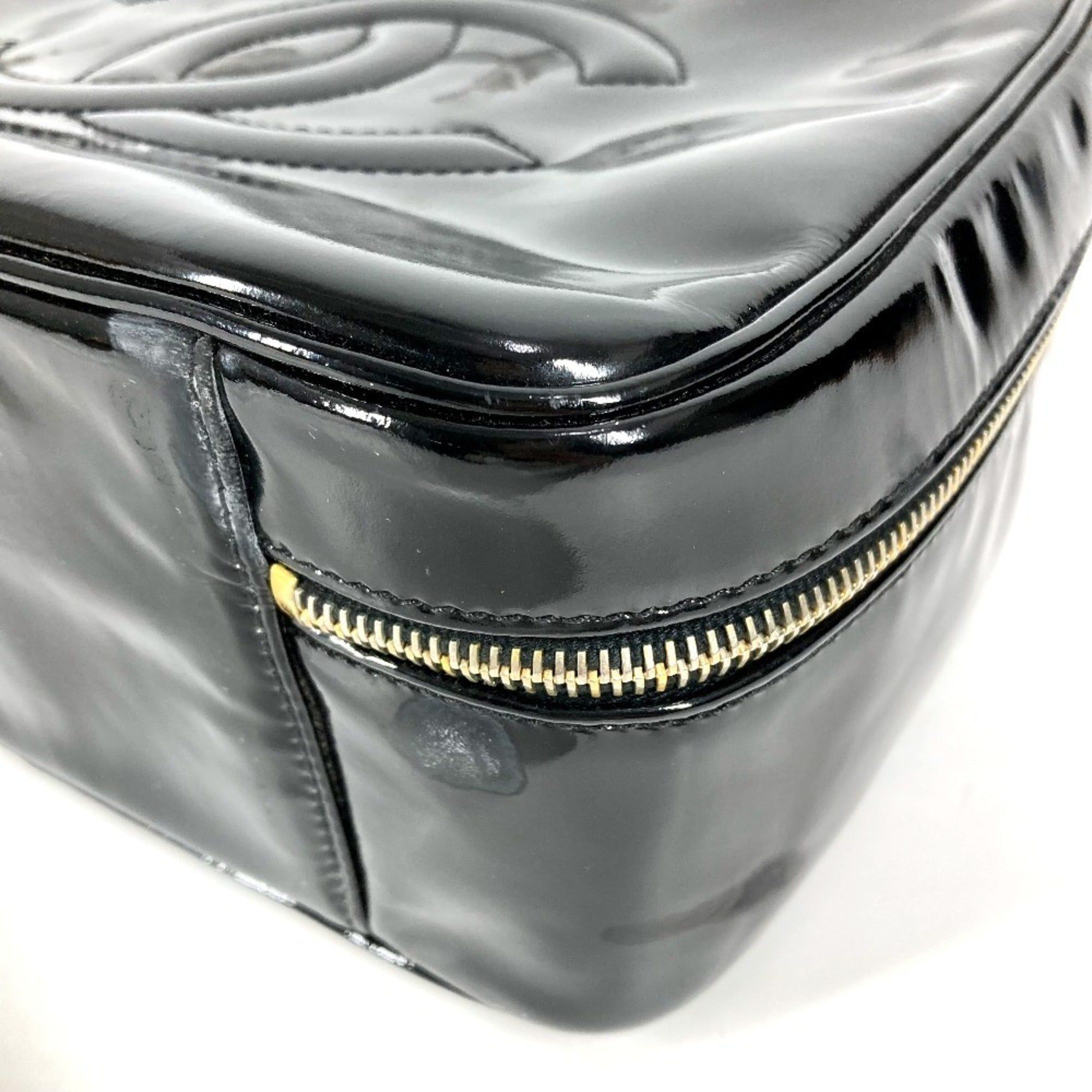 Chanel Black Leather Handbag Shoulder Bag Vanity Bag (Pre-Owned)