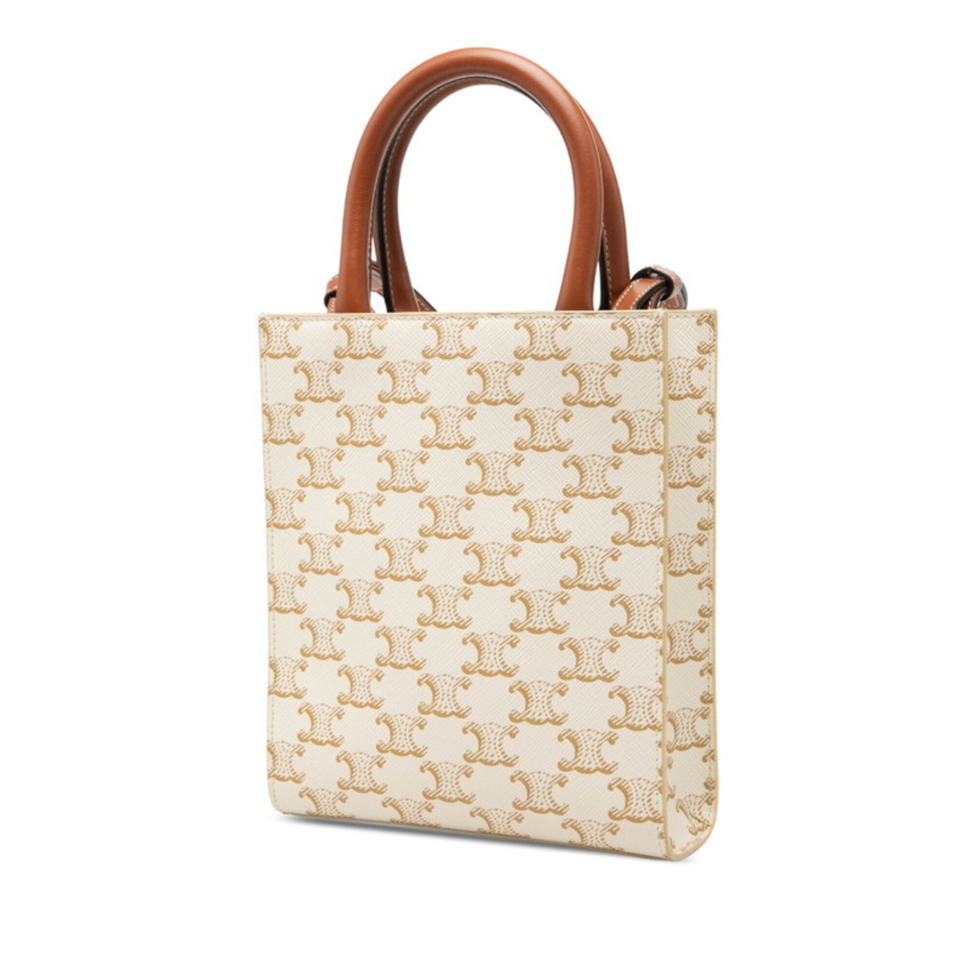 Celine Brown White Pvc Leather Handbag Shoulder Bag (Pre-Owned)