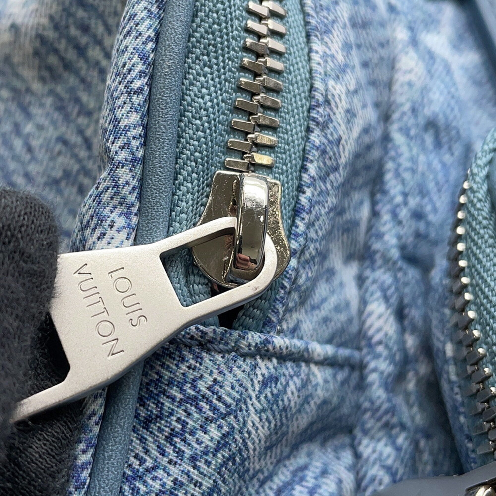 Louis Vuitton Monogram Blue Nylon Denim Leather Backpack (Pre-Owned)