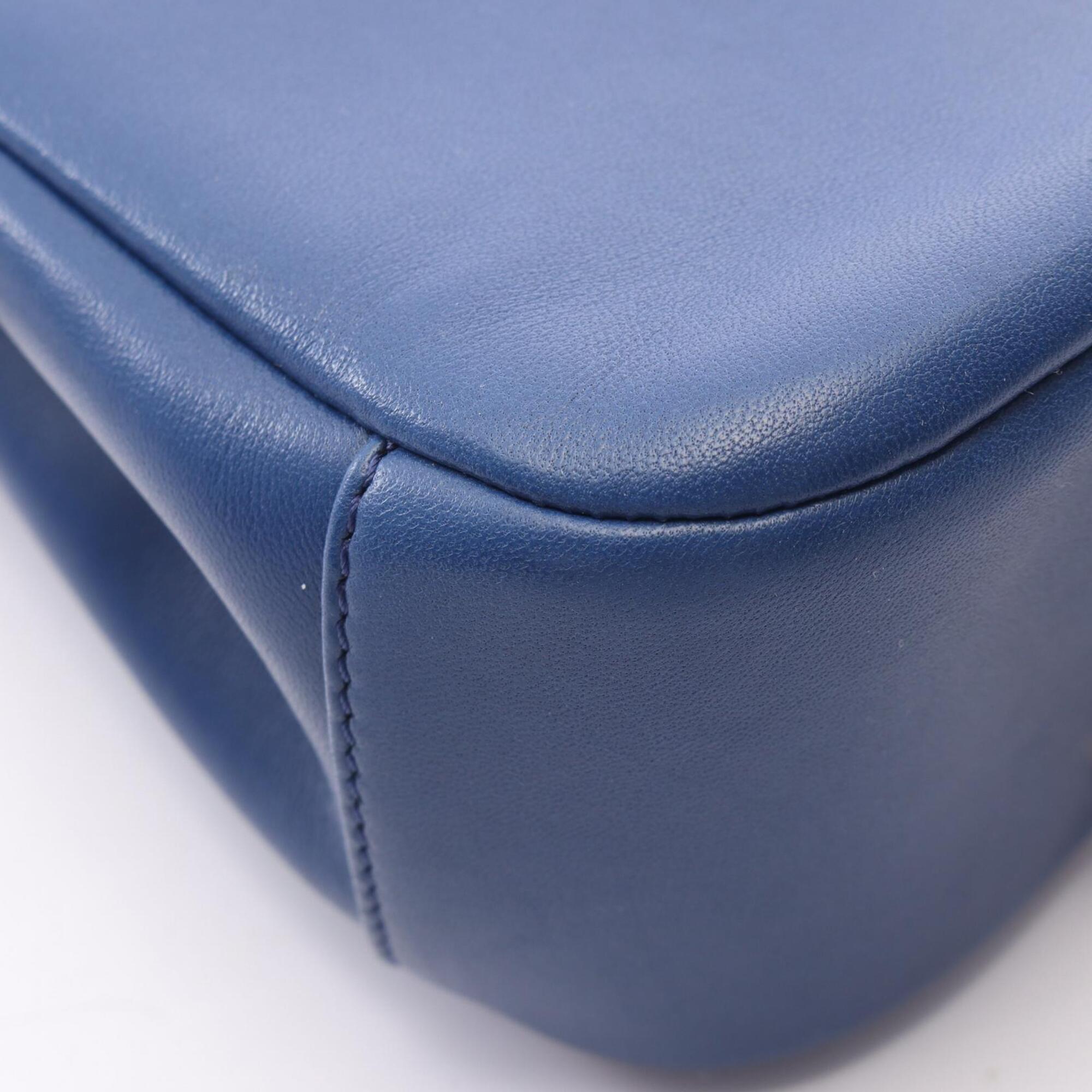 Chanel Blue Leather Handbag Shoulder Bag (Pre-Owned)