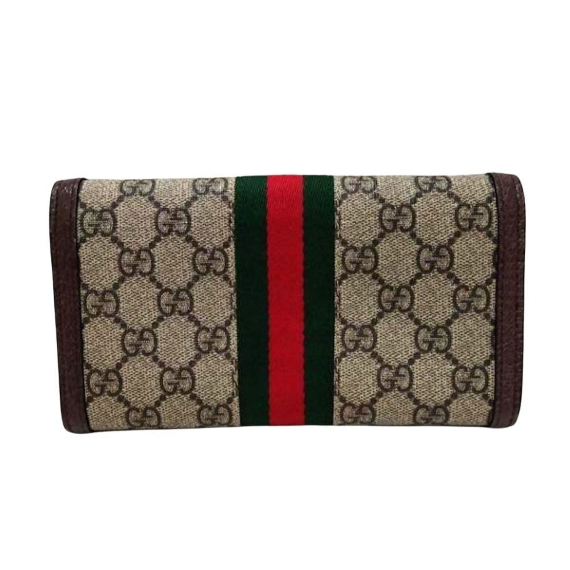 Gucci Black Brown Gg Supreme Canvas Long Wallet (Bi-Fold) (Pre-Owned)