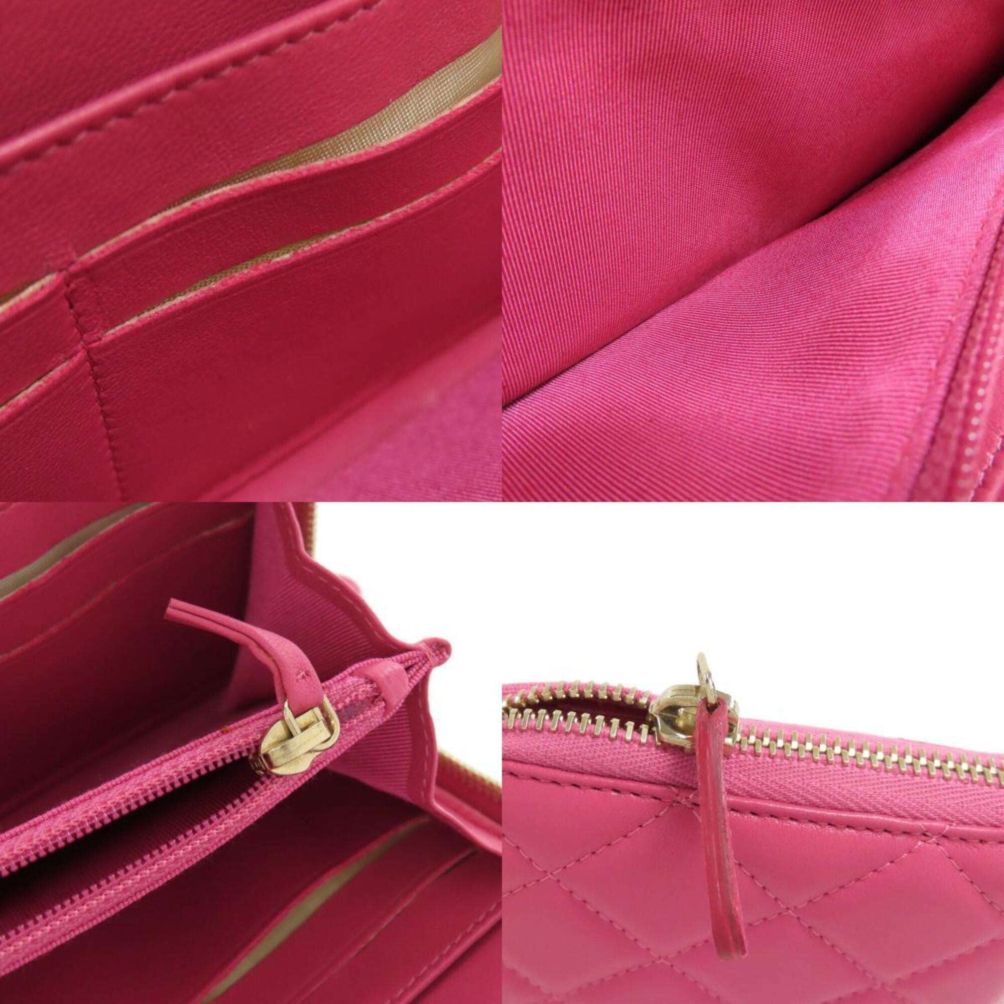 Chanel Pink Leather Long Wallet (Bi-Fold) (Pre-Owned)