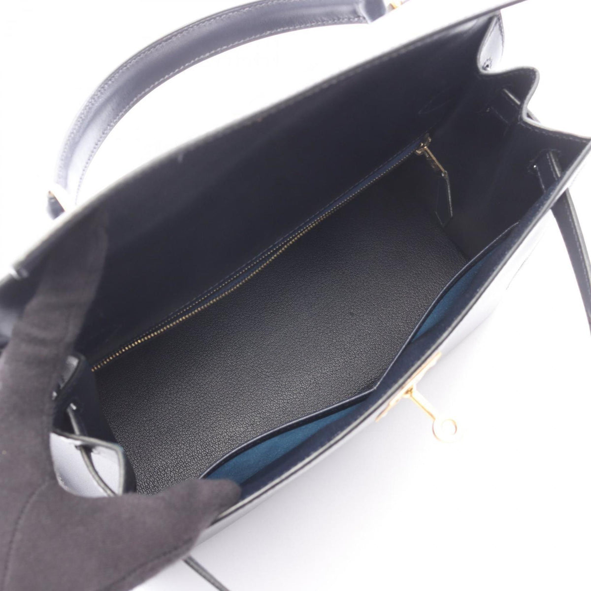 Hermes Blue Indigo Navy Box Calf Leather Handbag (Pre-Owned)