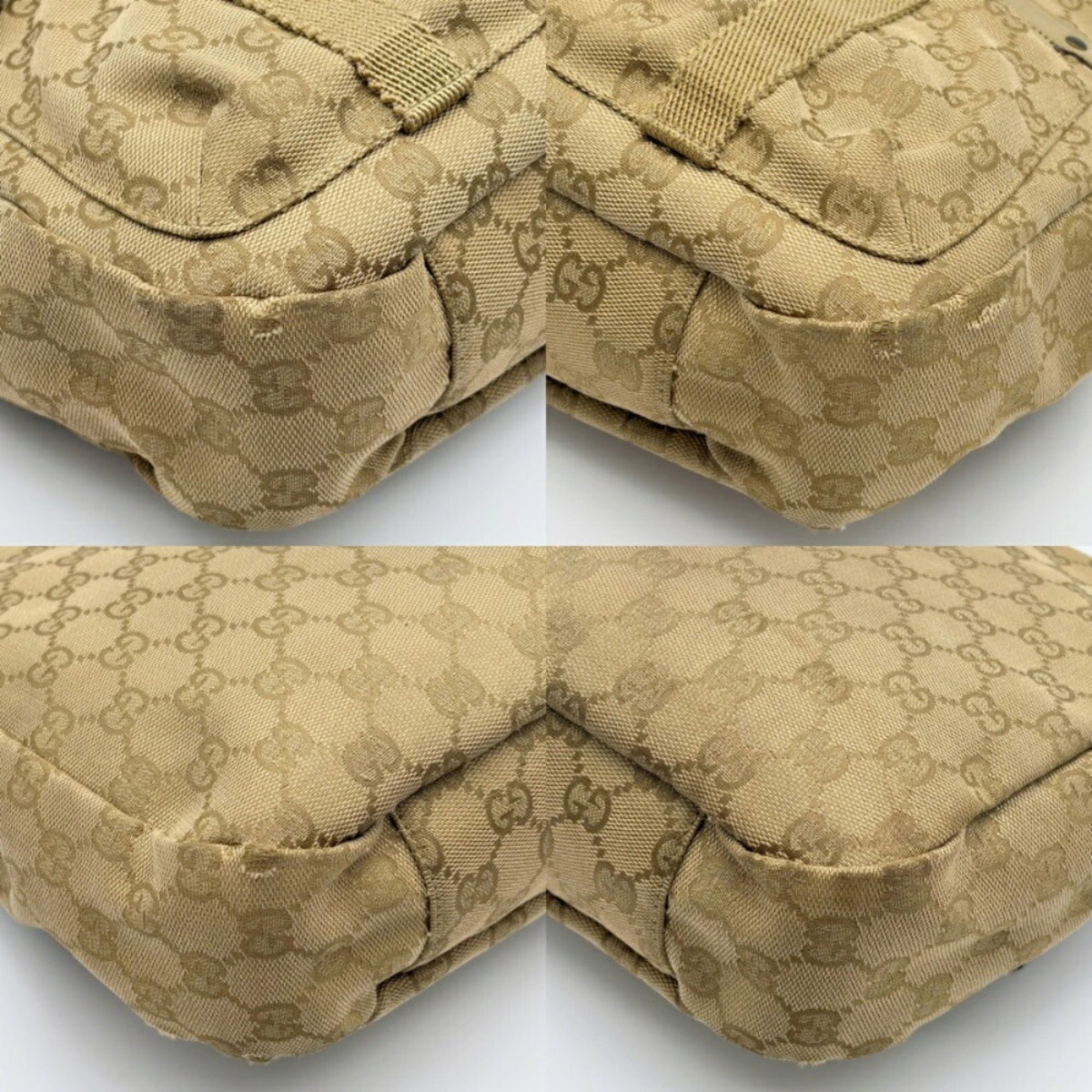 Gucci Gg Canvas Beige Gg Canvas Leather Shoulder Bag (Pre-Owned)