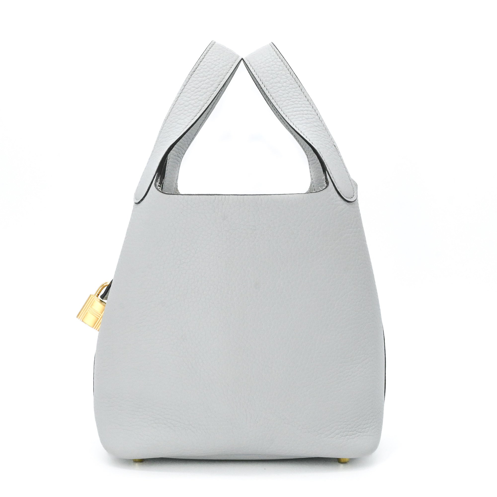 Hermes Gray Taurillon Clemence Leather Handbag (Pre-Owned)