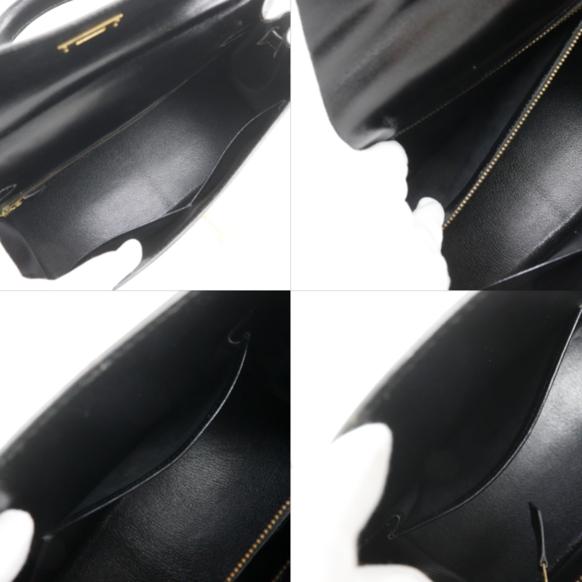 Hermes Kelly Black Box Calf Leather Handbag (Pre-Owned)