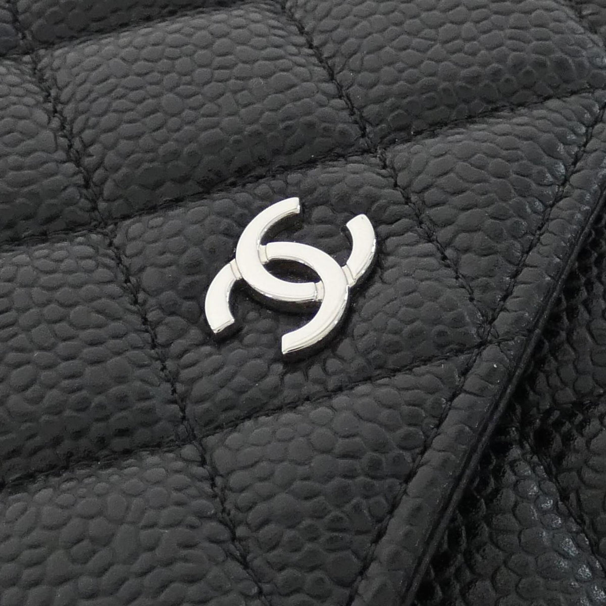 Chanel Black Grained Calfskin Chain/Shoulder Wallet (Pre-Owned)