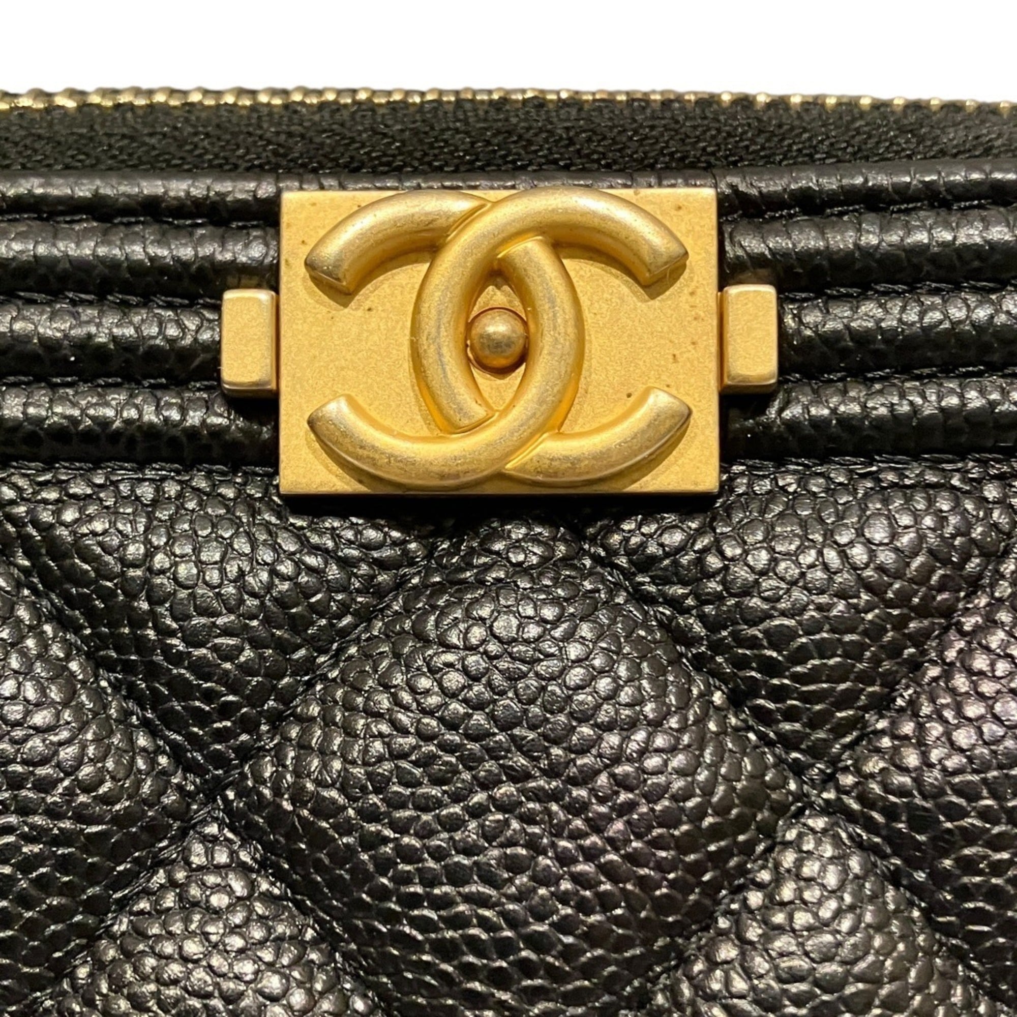 Chanel Boy Chanel Black Grained Calfskin Clutch Bag (Pre-Owned)