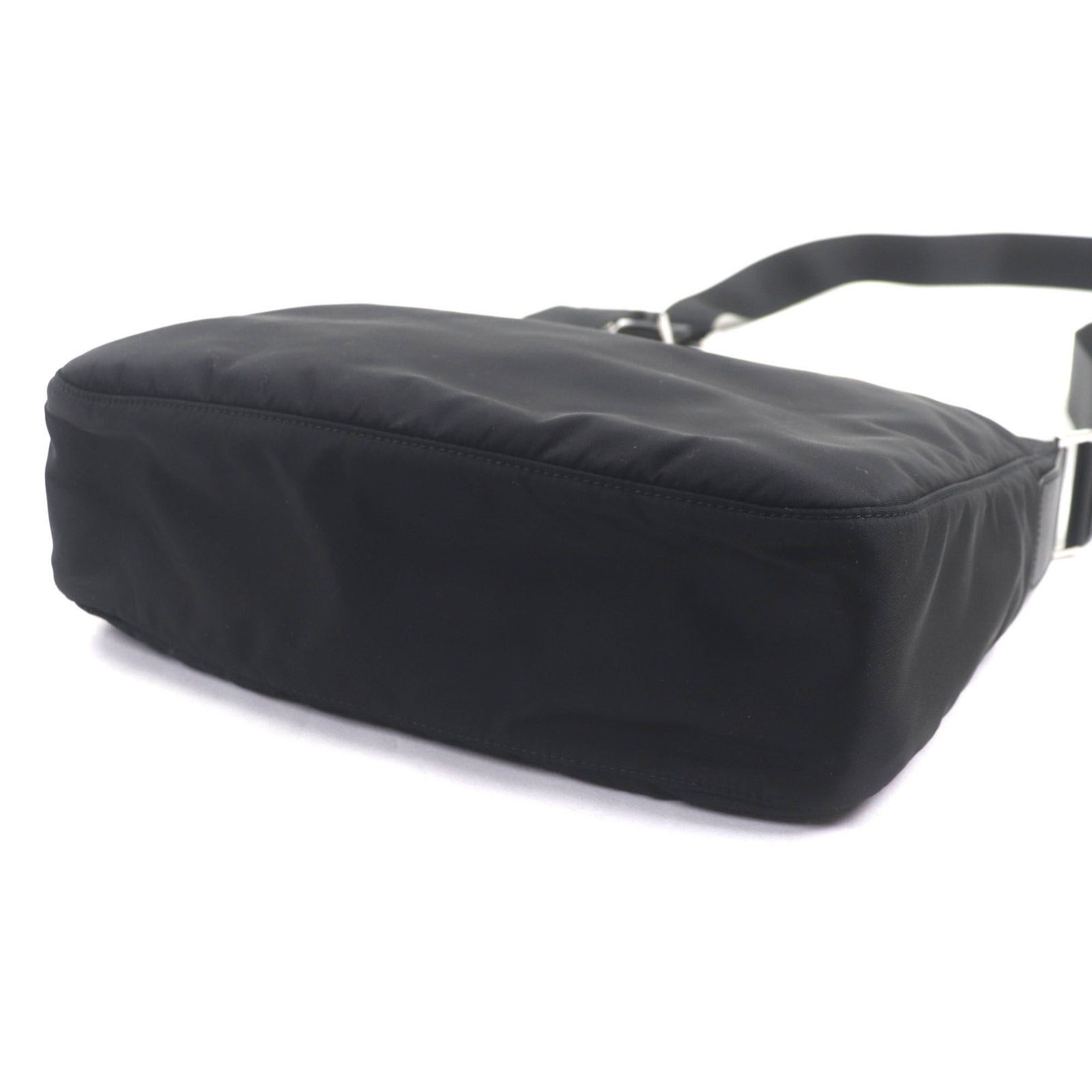 Prada Black Nylon Saffiano Triangle Pouch Shoulder Bag (Pre-Owned)