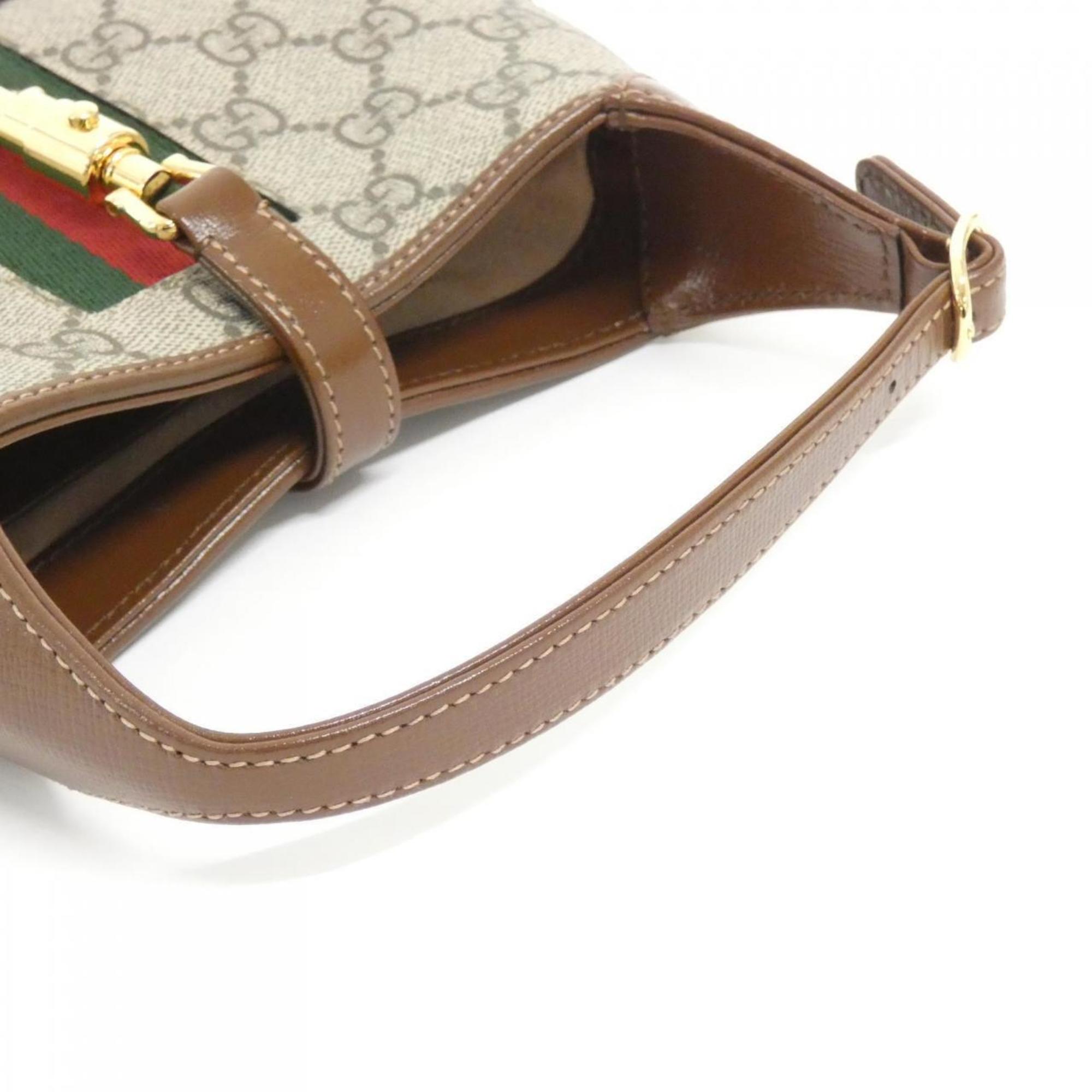 Gucci Beige Brown Gg Supreme Leather Handbag (Pre-Owned)
