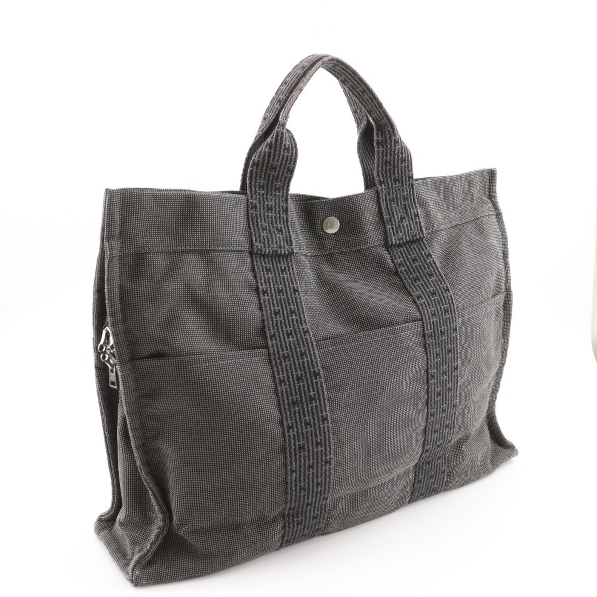 Hermes Gray Nylon Canvas Handbag Tote Bag (Pre-Owned)