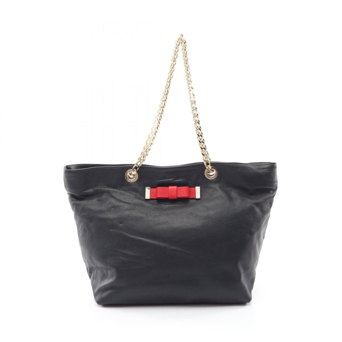 Valentino Navy Red Color Leather Handbag Shoulder Bag (Pre-Owned)