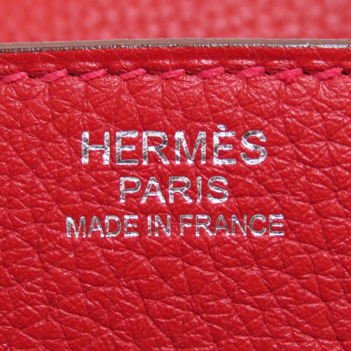 Hermes Red Color Taurillon Clemence Leather Handbag (Pre-Owned)