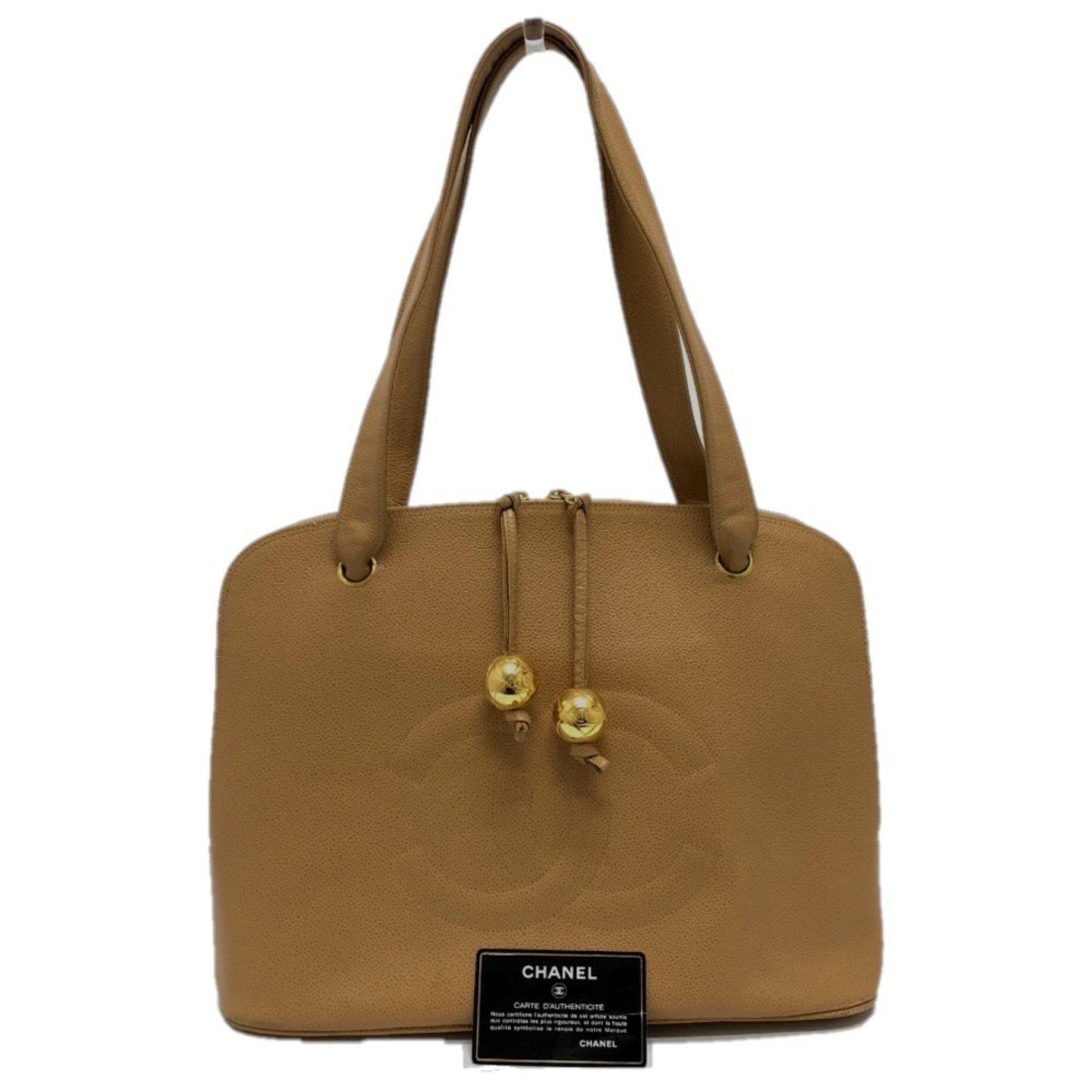 Chanel Beige Grained Calfskin Tote Bag (Pre-Owned)