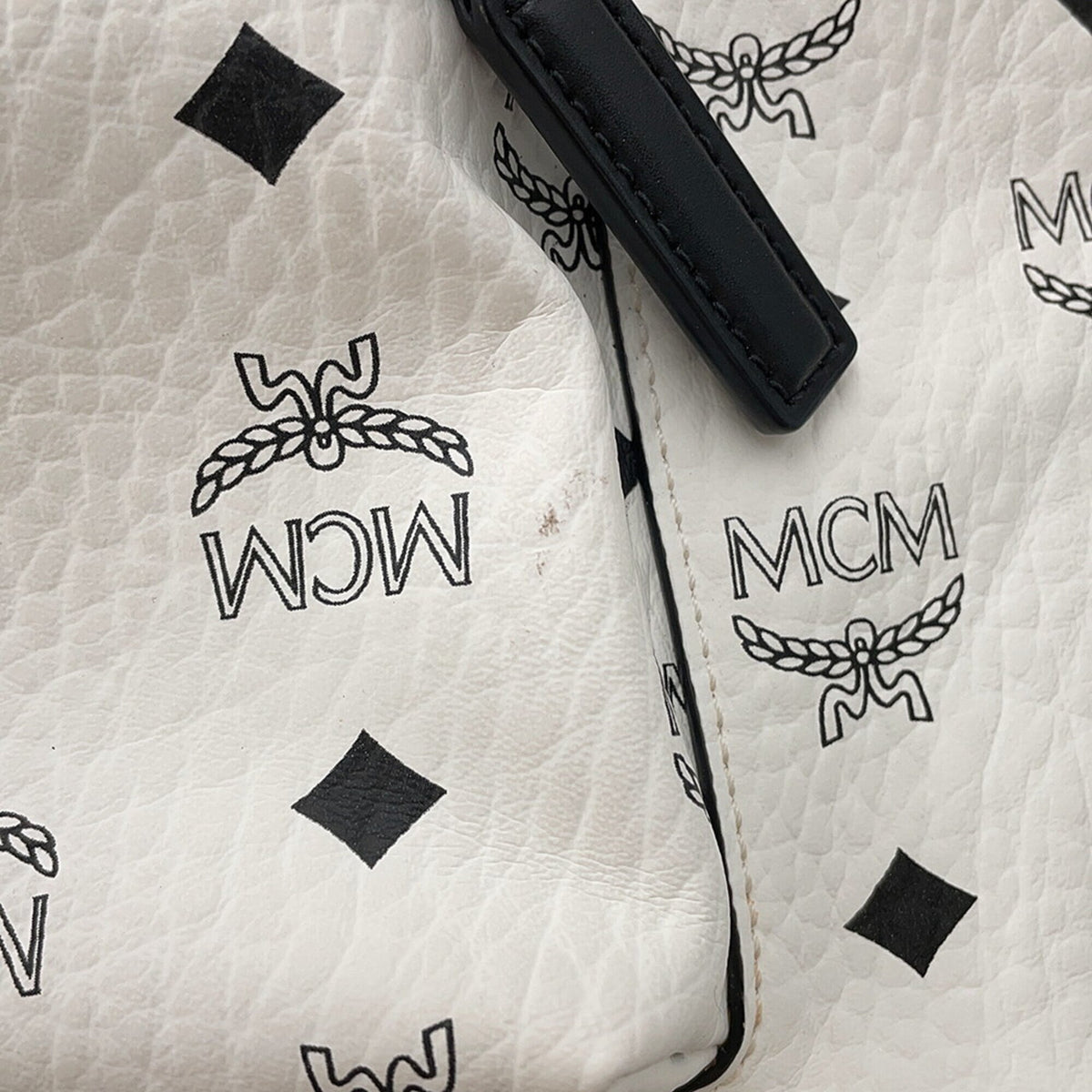 Mcm Visetos Black White Leather Backpack (Pre-Owned)
