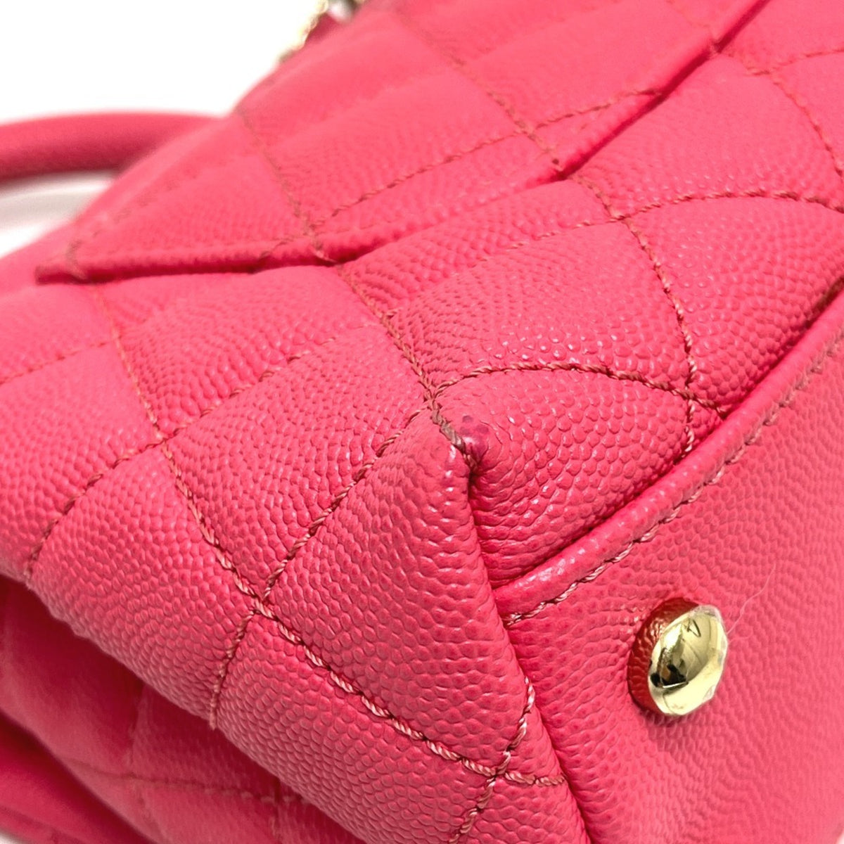 Chanel Coral Pink Grained Calfskin Handbag (Pre-Owned)