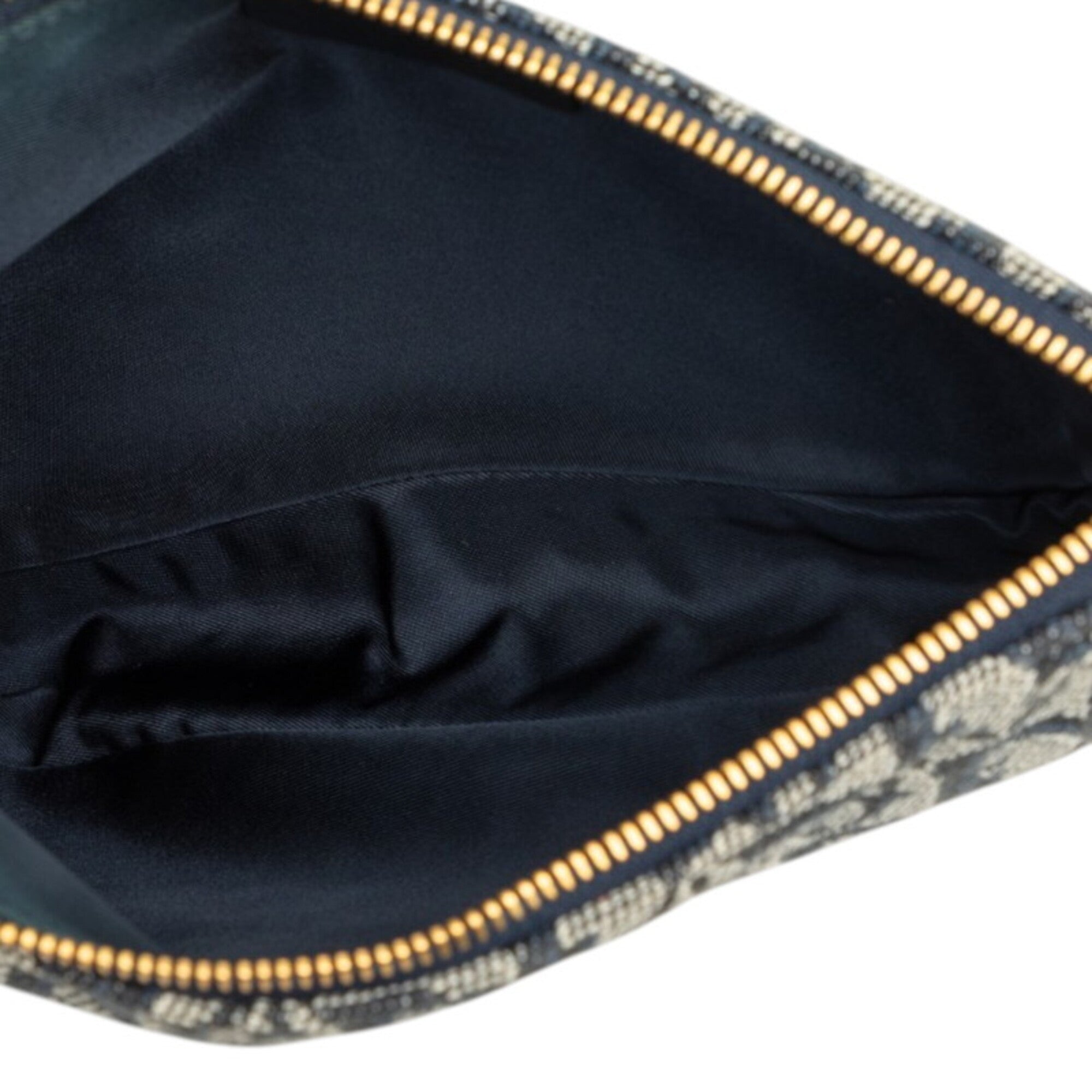 Christian Dior Navy Canvas Leather Handbag Saddle Bag Shoulder Bag (Pre-Owned)