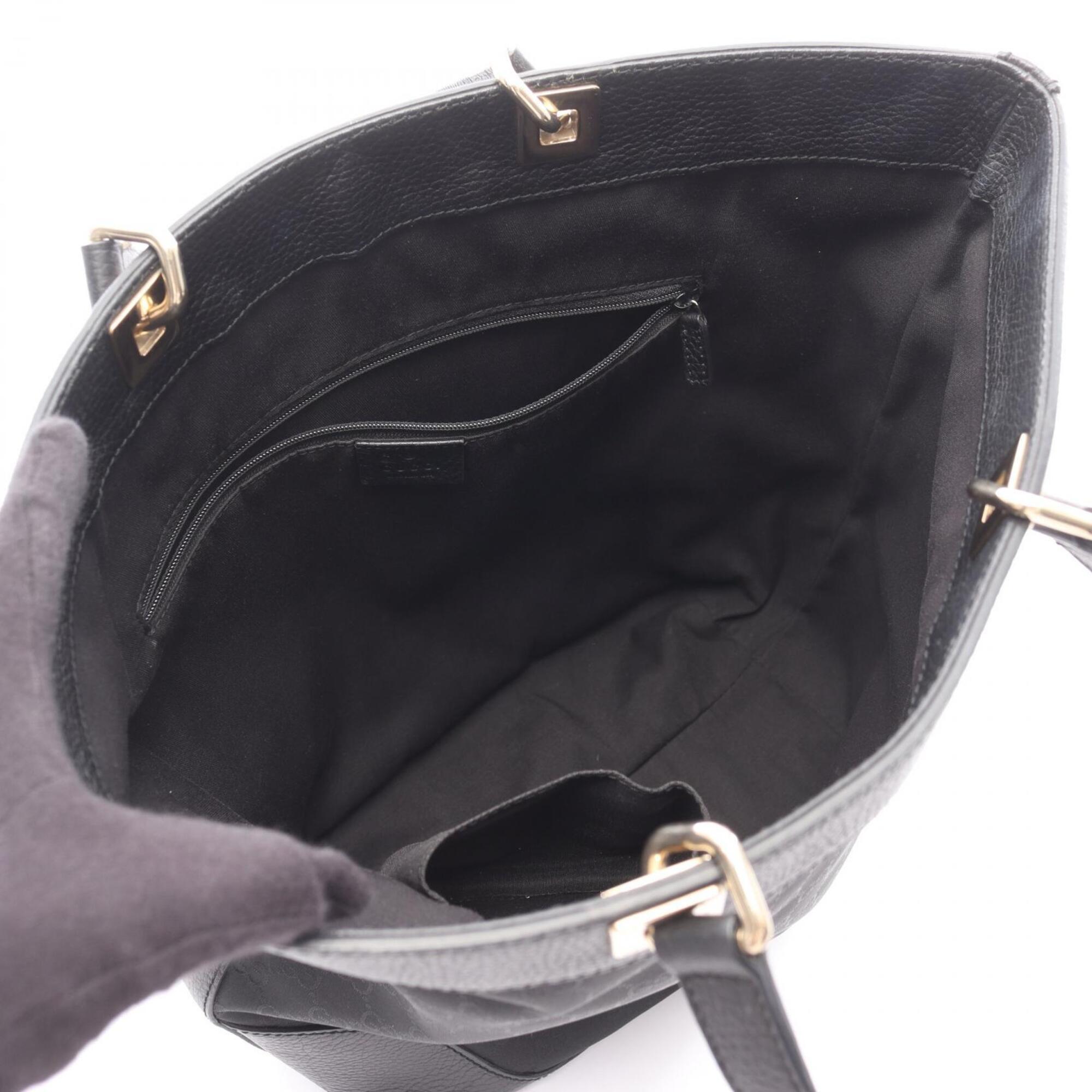 Gucci Black Nylon Leather Handbag Tote Bag (Pre-Owned)