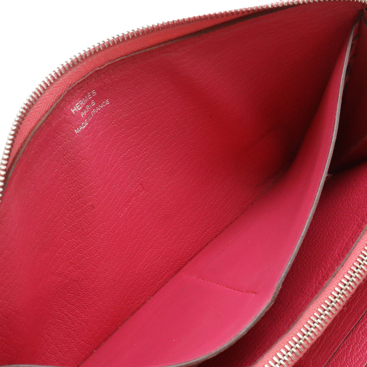 Hermes Fuchsia Chevre Leather Long Wallet (Bi-Fold) (Pre-Owned)