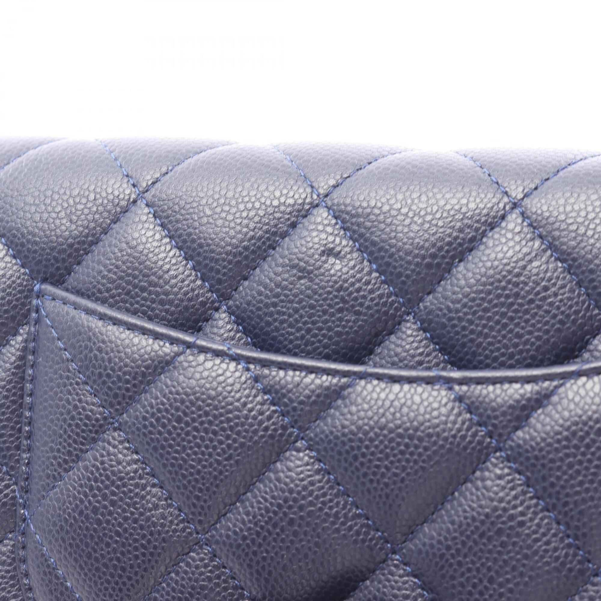 Chanel Navy Grained Calfskin Handbag Shoulder Bag (Pre-Owned)