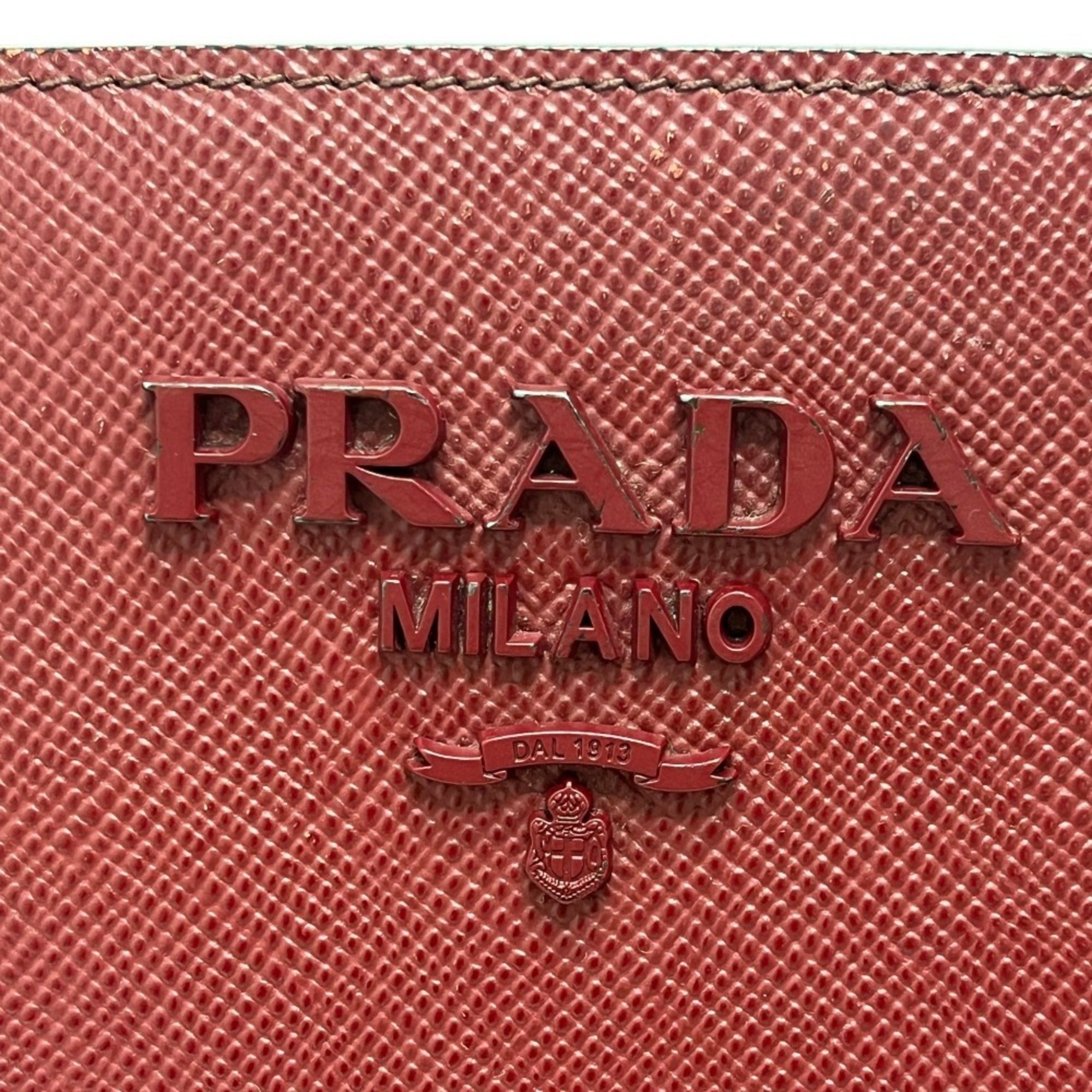 Prada Wine Leather Handbag Shoulder Bag (Pre-Owned)