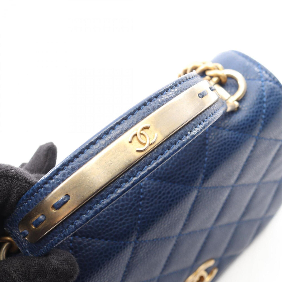 Chanel Blue Leather Handbag Shoulder Bag (Pre-Owned)