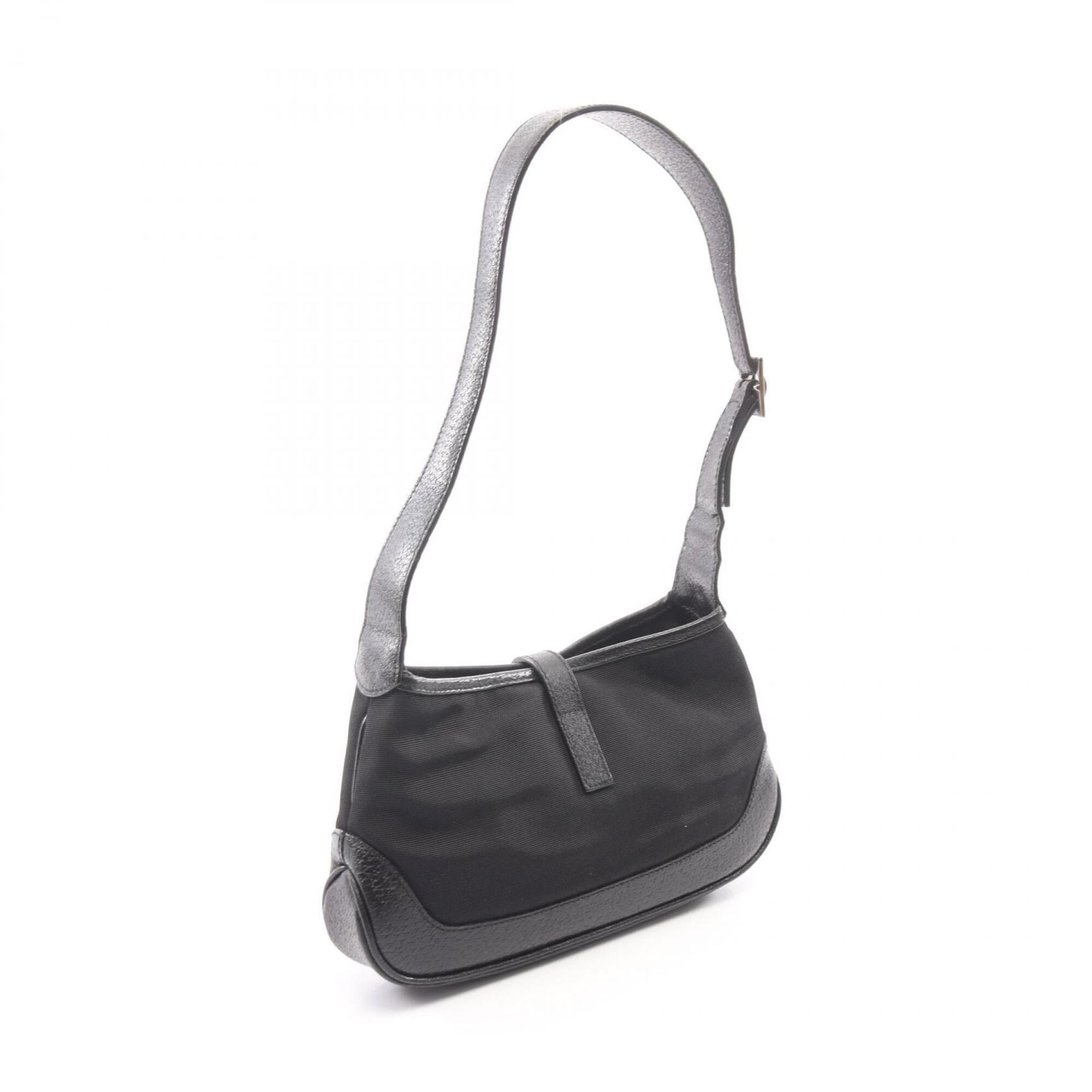 Gucci Black Canvas Leather Shoulder Bag (Pre-Owned)