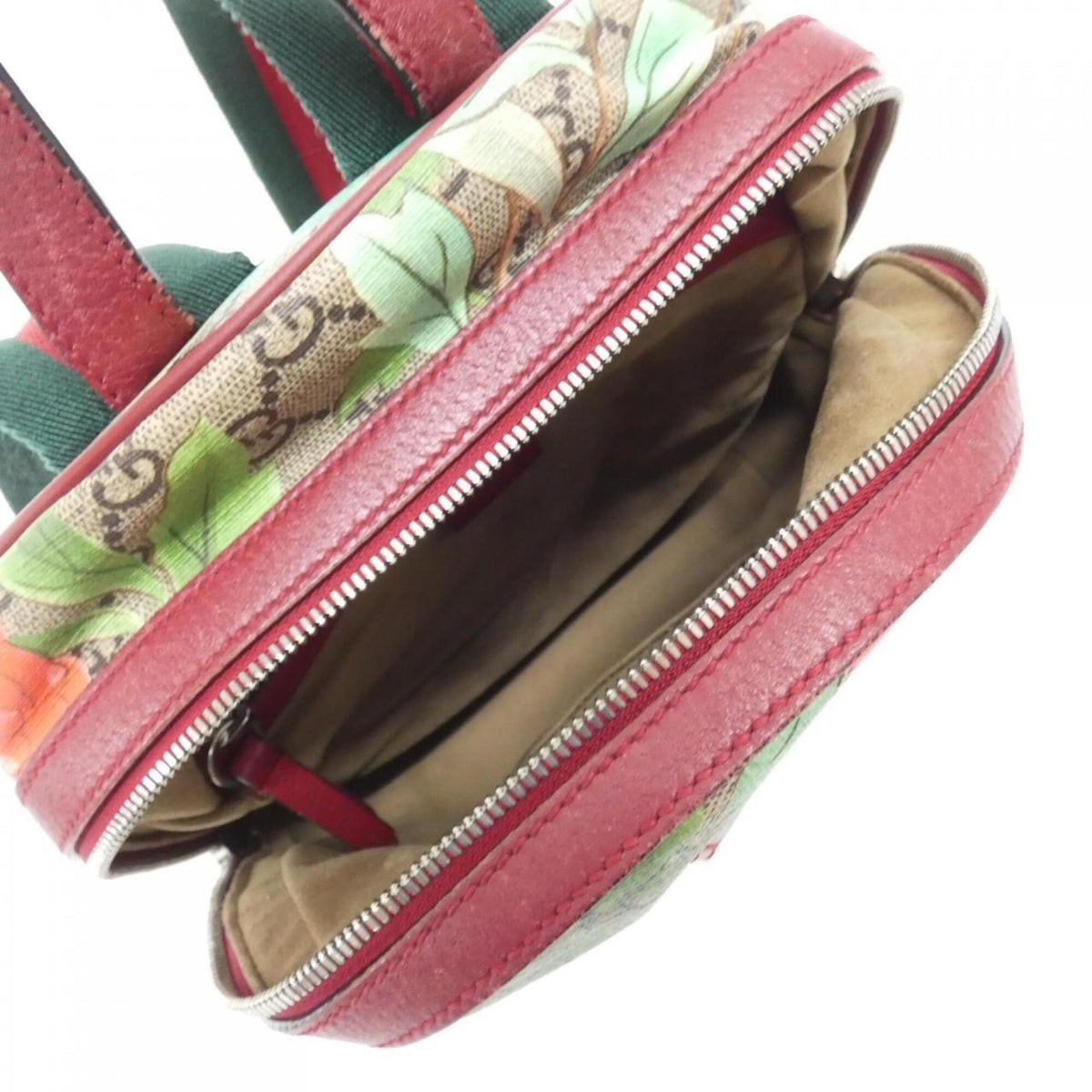 Gucci Beige Red Color Gg Supreme Canvas Backpack (Pre-Owned)