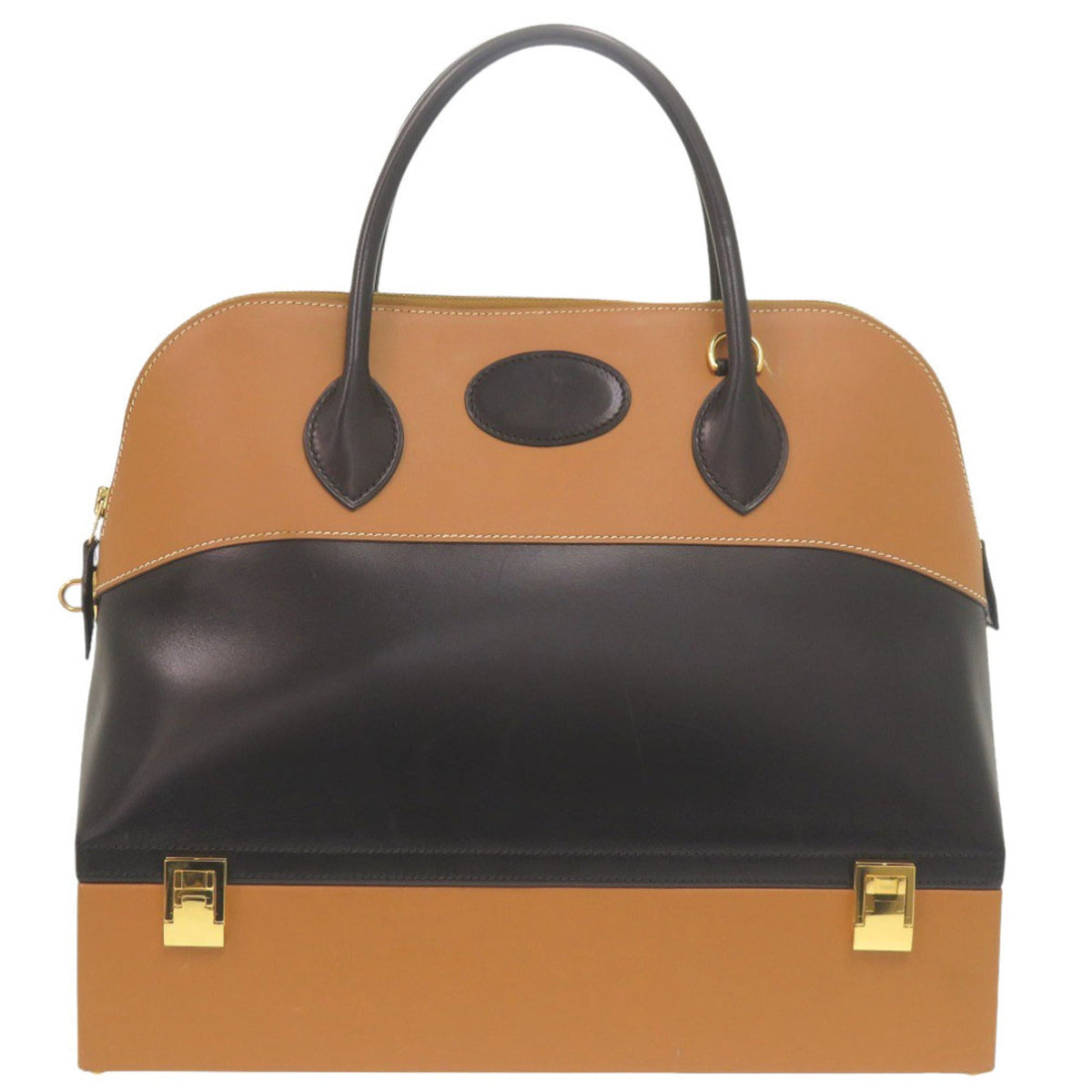 Hermes Bicolor Black Box Calf Leather Chamonix Leather Handbag (Pre-Owned)