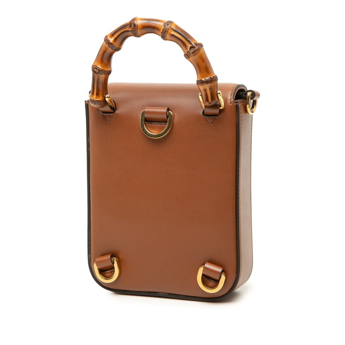 Gucci Bamboo Brown Leather Handbag Shoulder Bag (Pre-Owned)