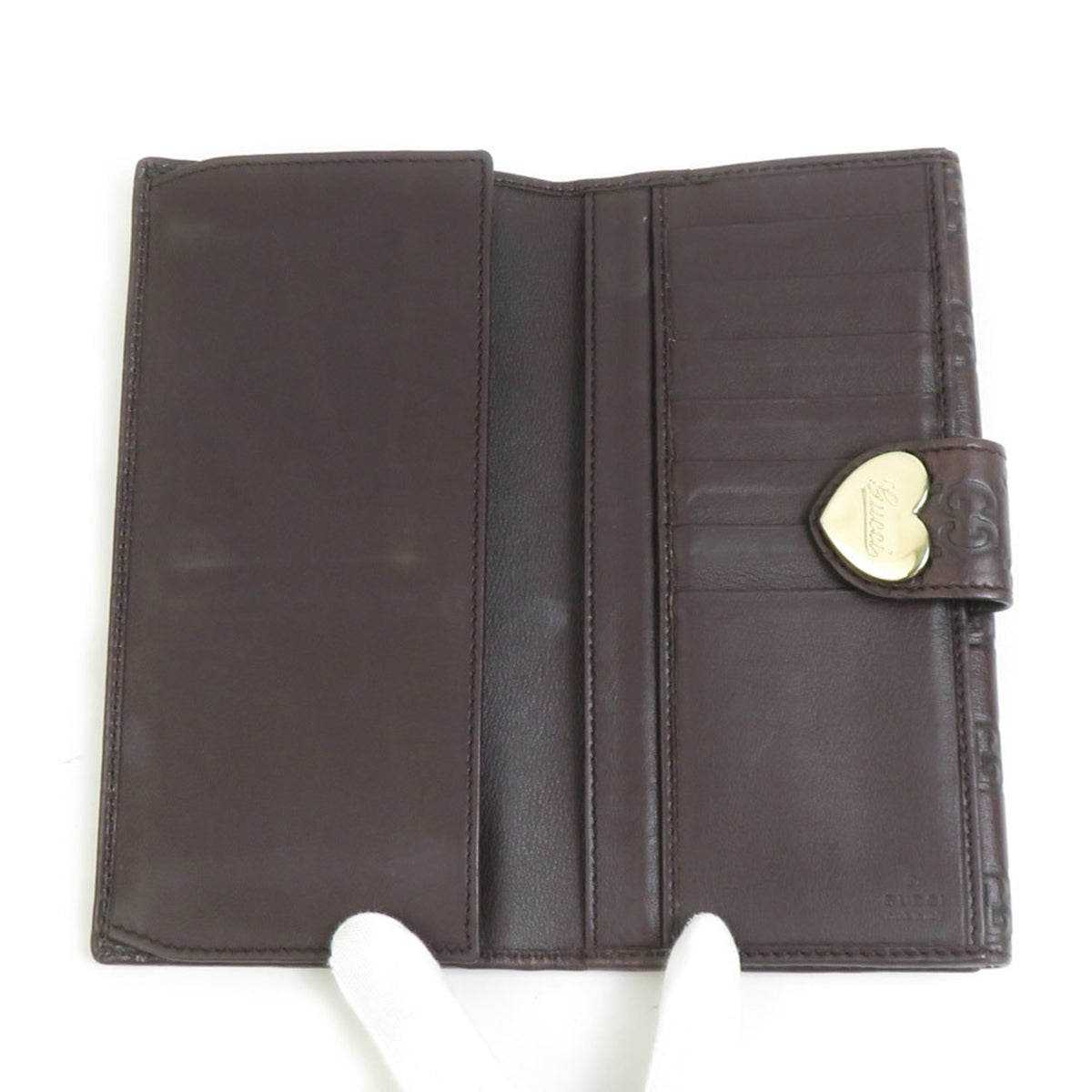 Gucci Dark Brown Leather Long Wallet (Bi-Fold) (Pre-Owned)