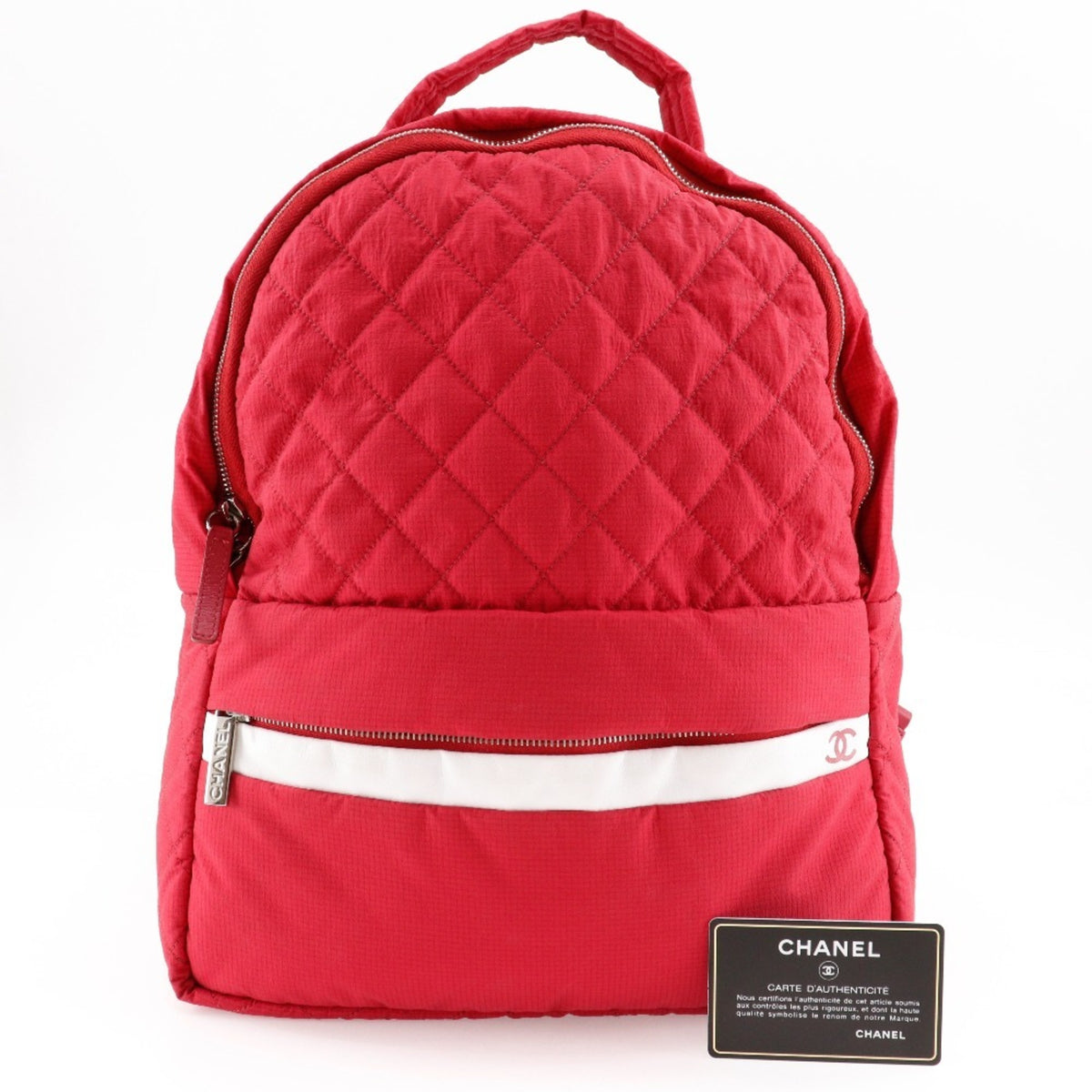 Chanel Red Color Nylon Backpack (Pre-Owned)