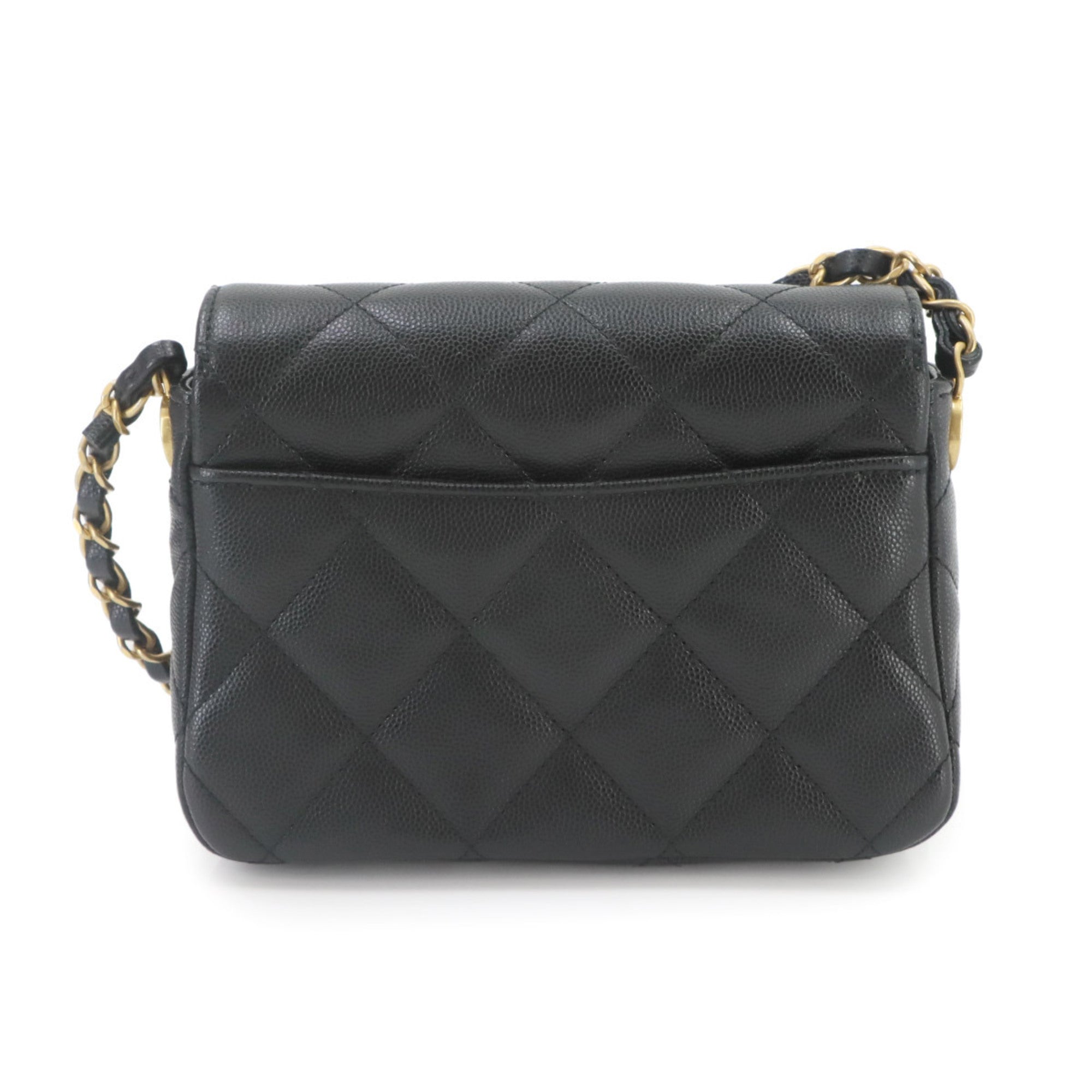 Chanel Matelasse Black Grained Calfskin Handbag Shoulder Bag (Pre-Owned)