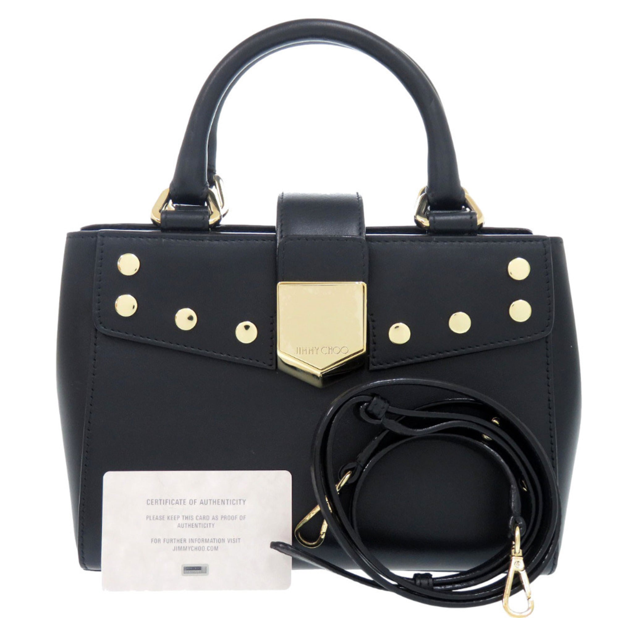Jimmy Choo Black Leather Handbag Shoulder Bag (Pre-Owned)