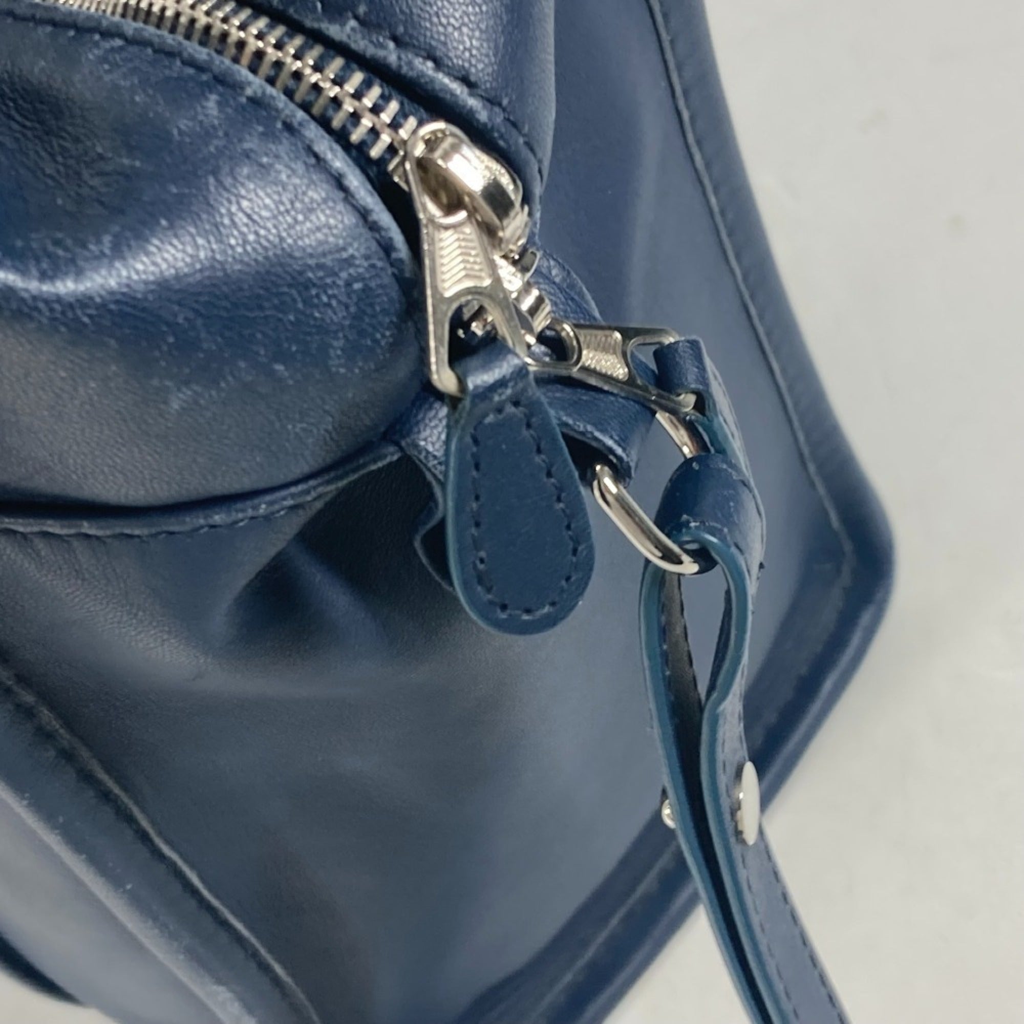 Balenciaga Navy Leather Handbag Shoulder Bag Tote Bag (Pre-Owned)
