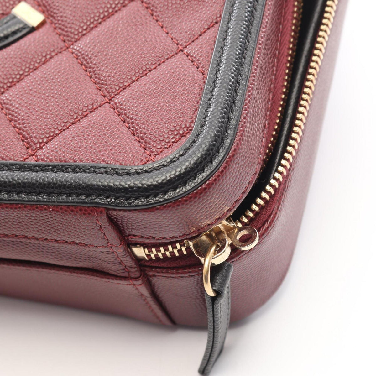 Chanel Black Bordeaux Grained Calfskin Handbag Shoulder Bag Vanity Bag (Pre-Owned)