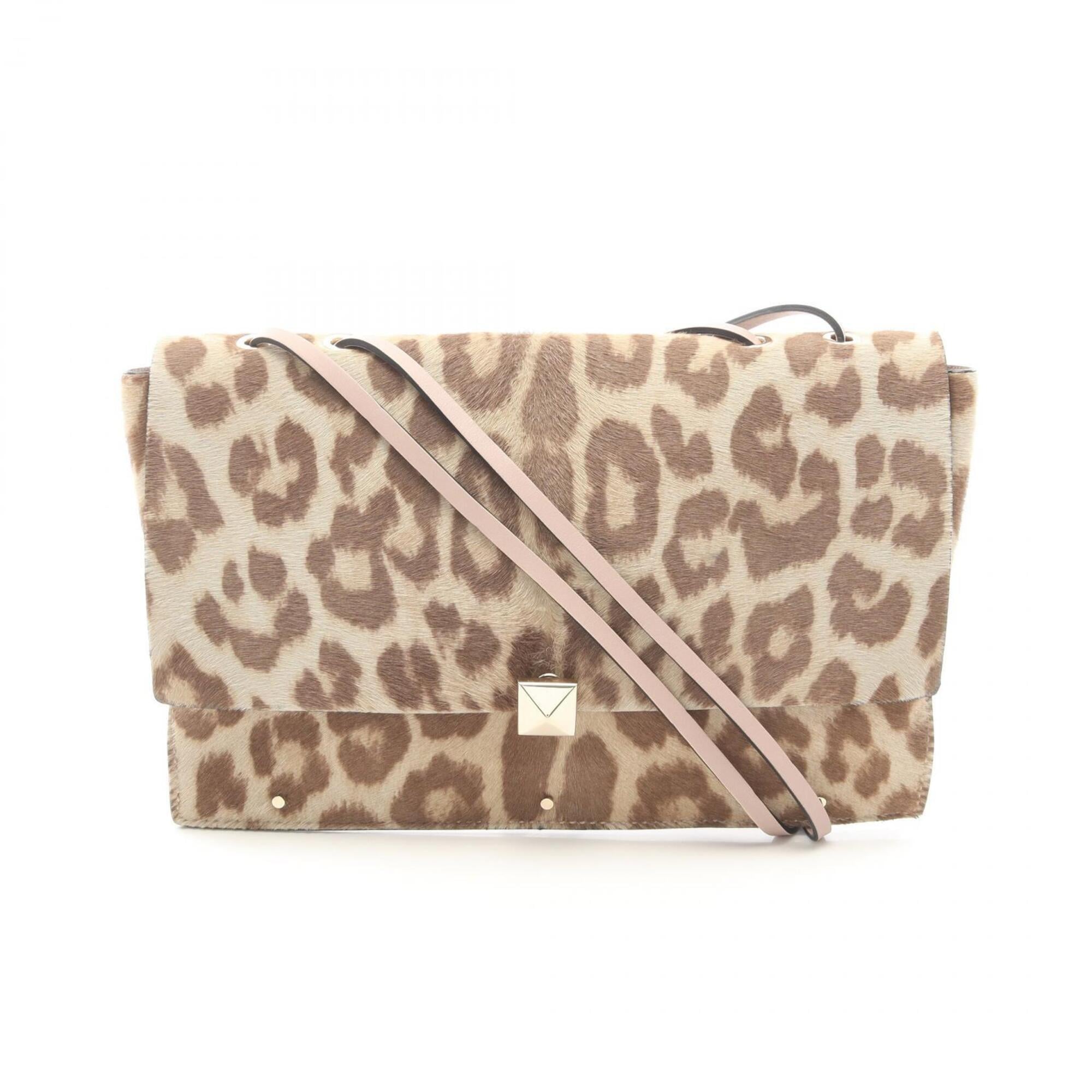Valentino Beige Brown Pink Leather Handbag Shoulder Bag (Pre-Owned)