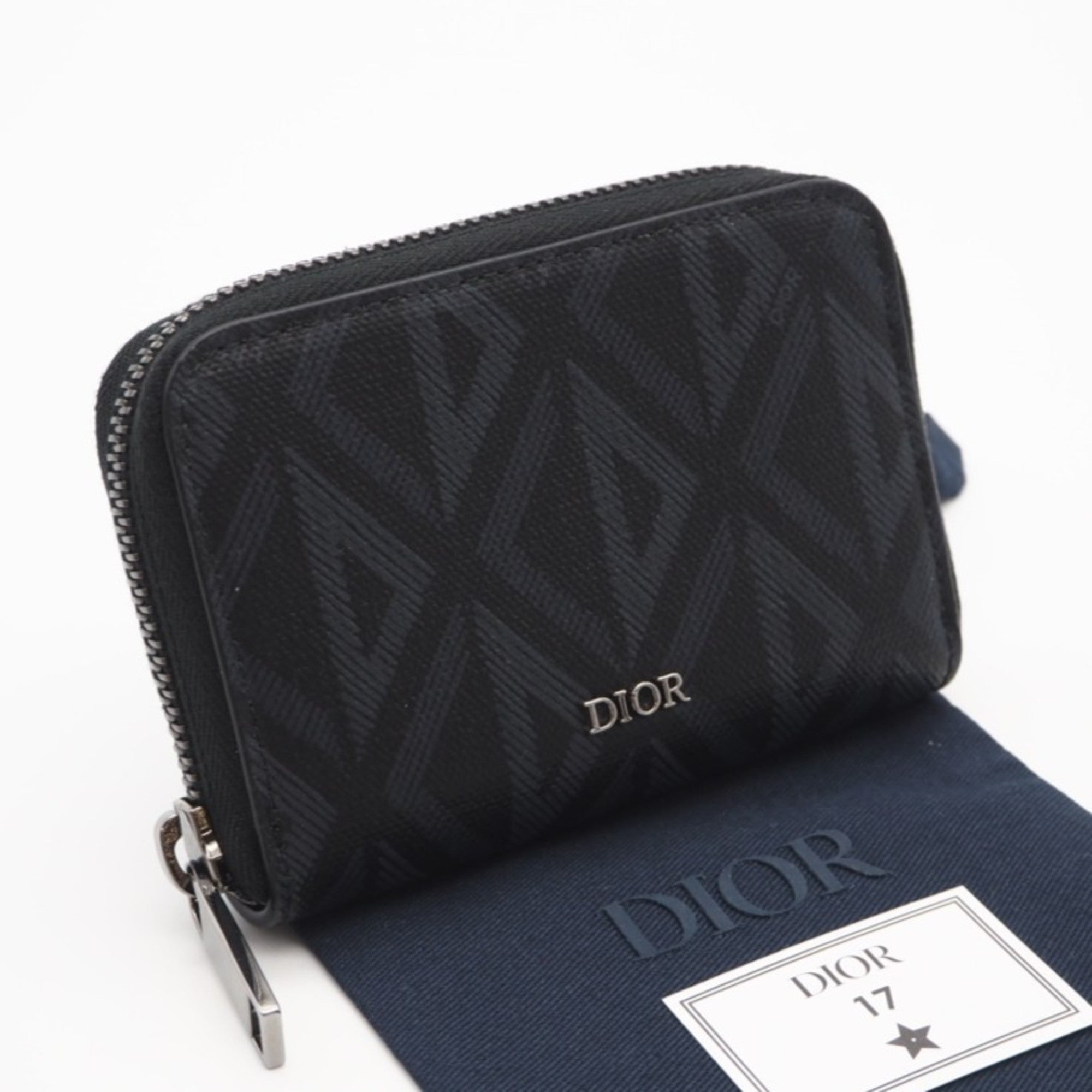 Christian Dior Black Gray Coated Canvas Leather Coin Purse/Coin Case (Pre-Owned)