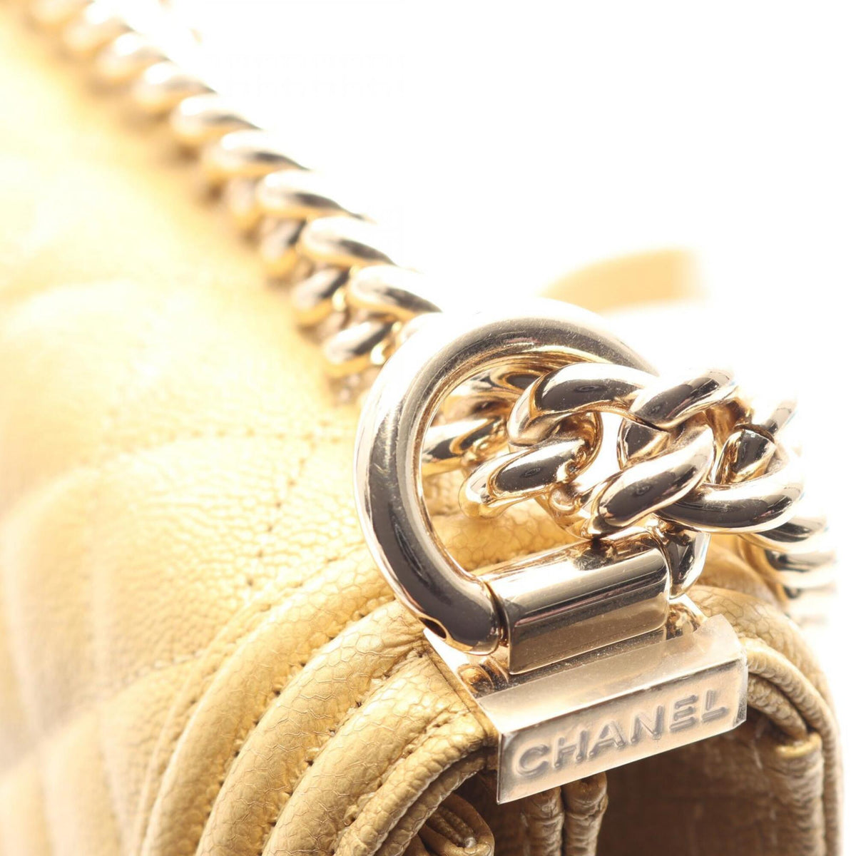 Chanel Gold Grained Calfskin Handbag Shoulder Bag (Pre-Owned)