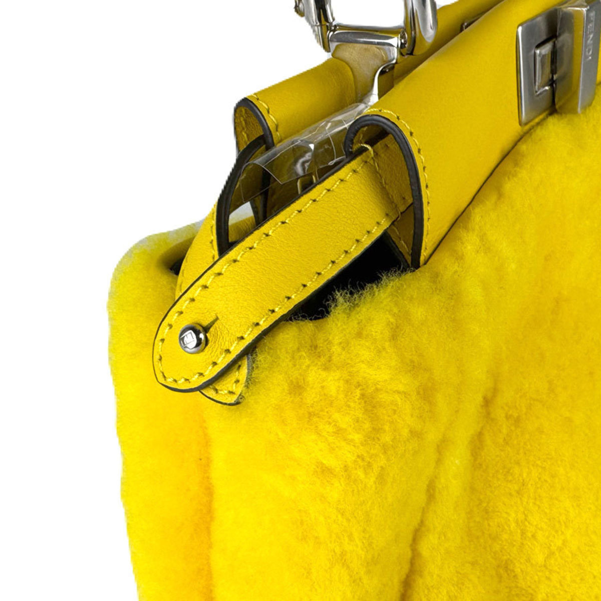 Fendi Yellow Fur Handbag Shoulder Bag (Pre-Owned)