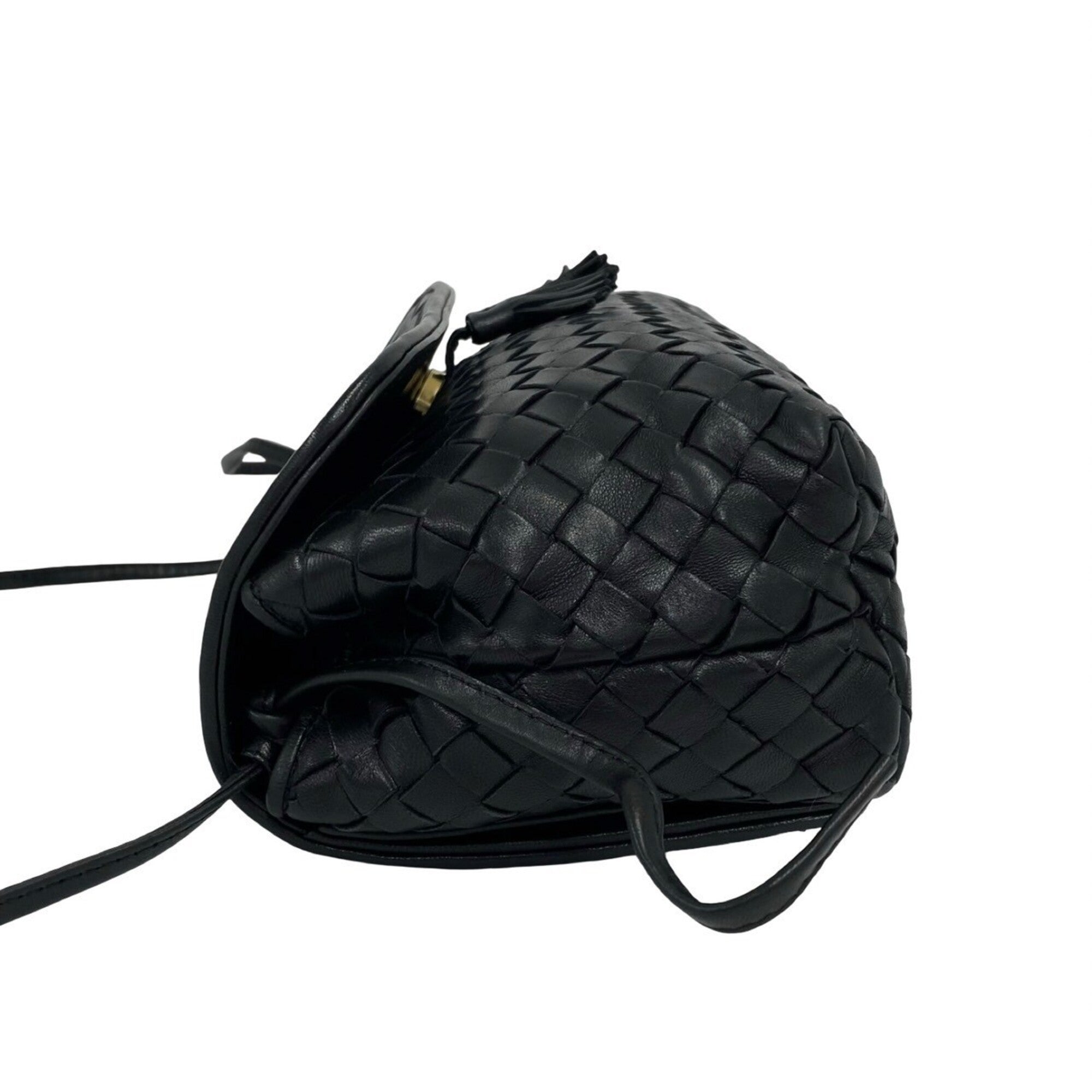 Bottega Veneta Black Leather Pochette Shoulder Bag (Pre-Owned)
