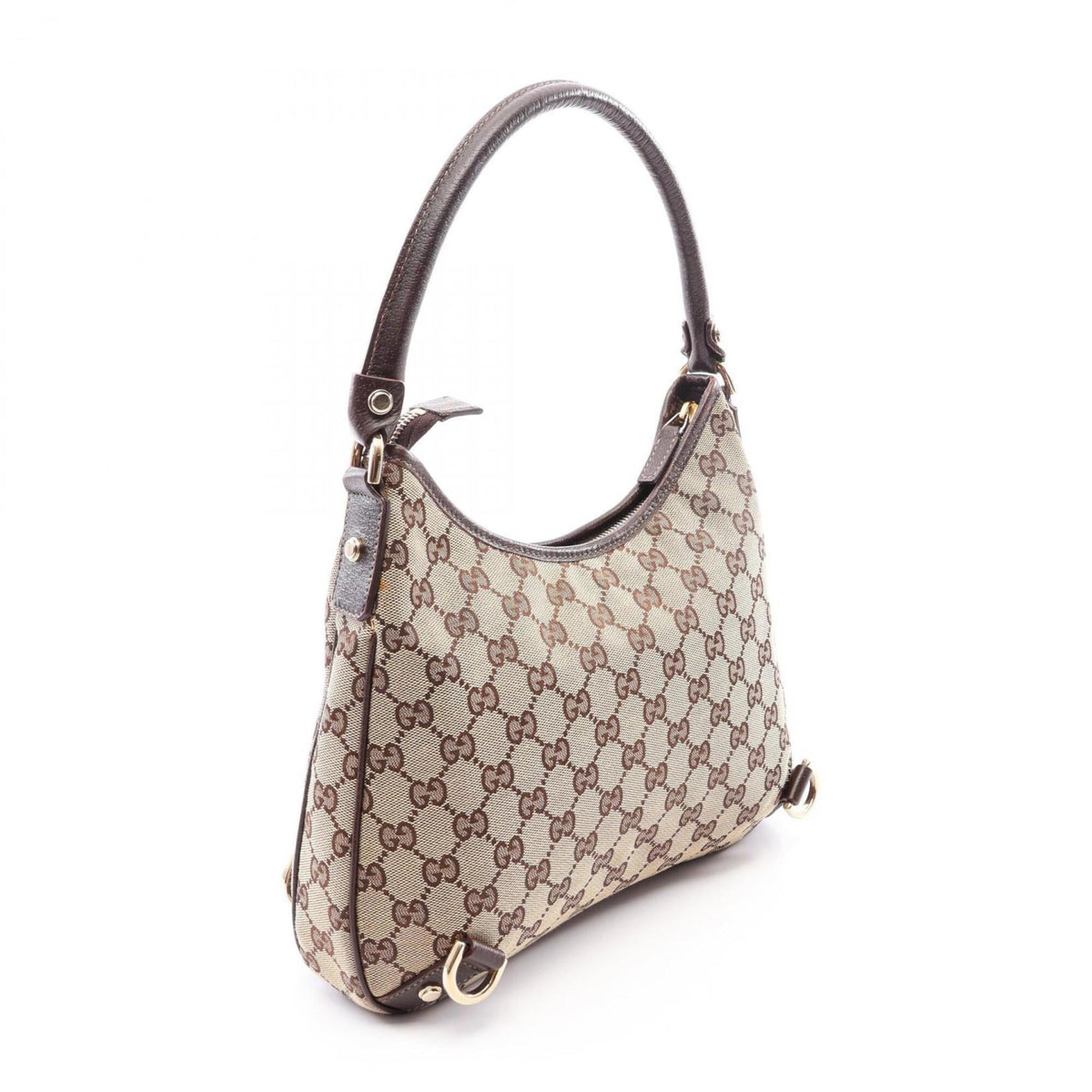 Gucci Beige Brown Canvas Leather Handbag Shoulder Bag (Pre-Owned)