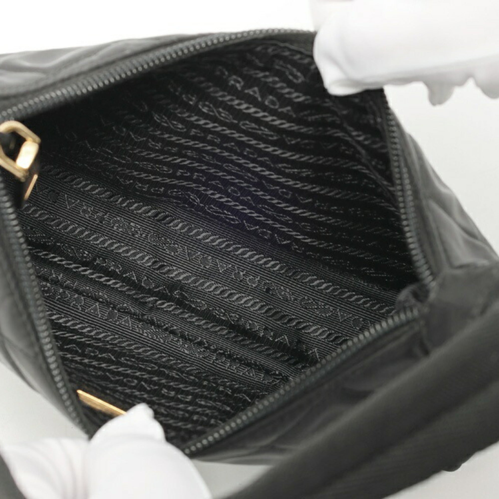 Prada Black Quilting Fabric Shoulder Bag (Pre-Owned)