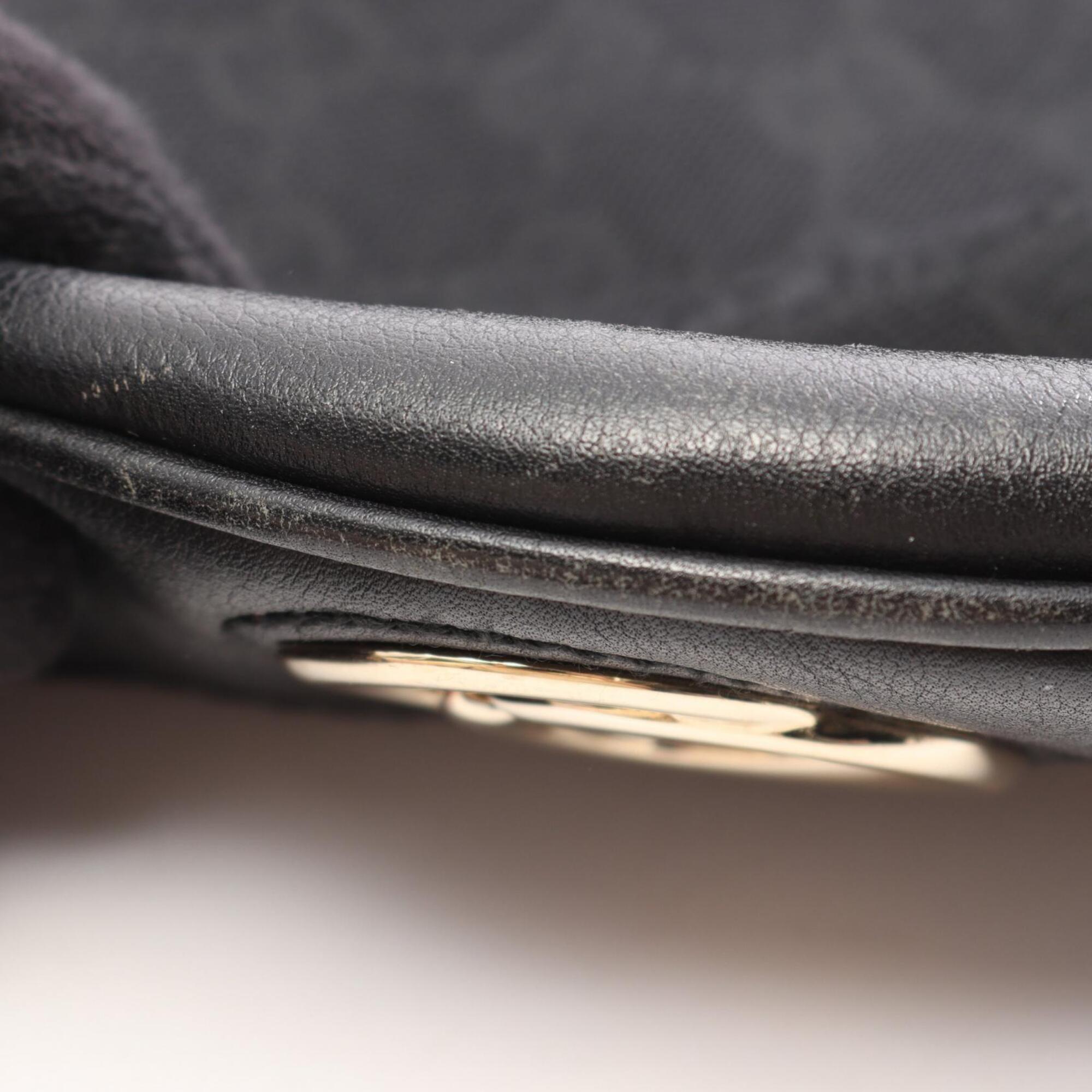 Gucci Black Gg Canvas Leather Handbag Shoulder Bag (Pre-Owned)